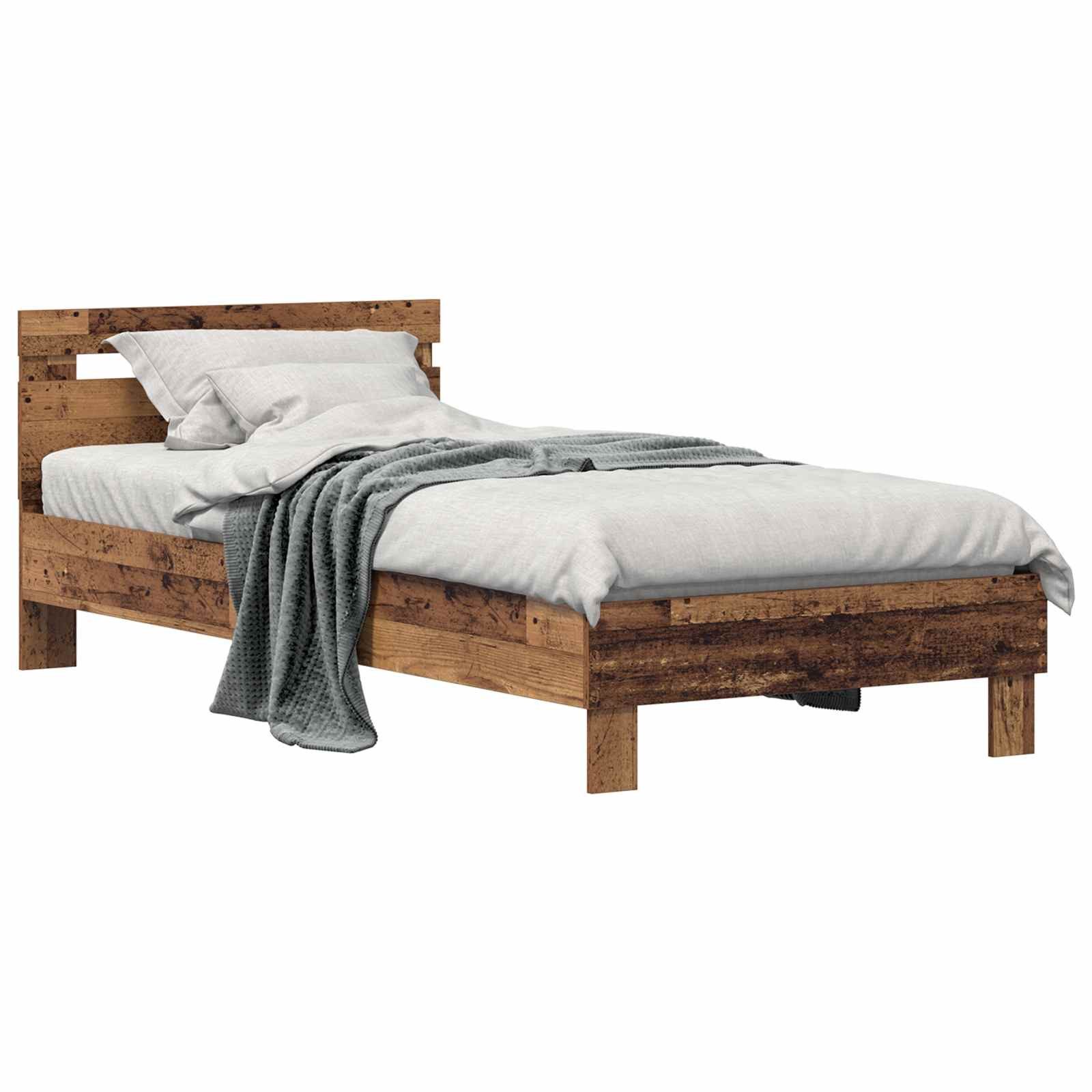 vidaXL Bett Bettrahmen Altholz 75 x 190 cm Holzwerkstoff (1-tlg)