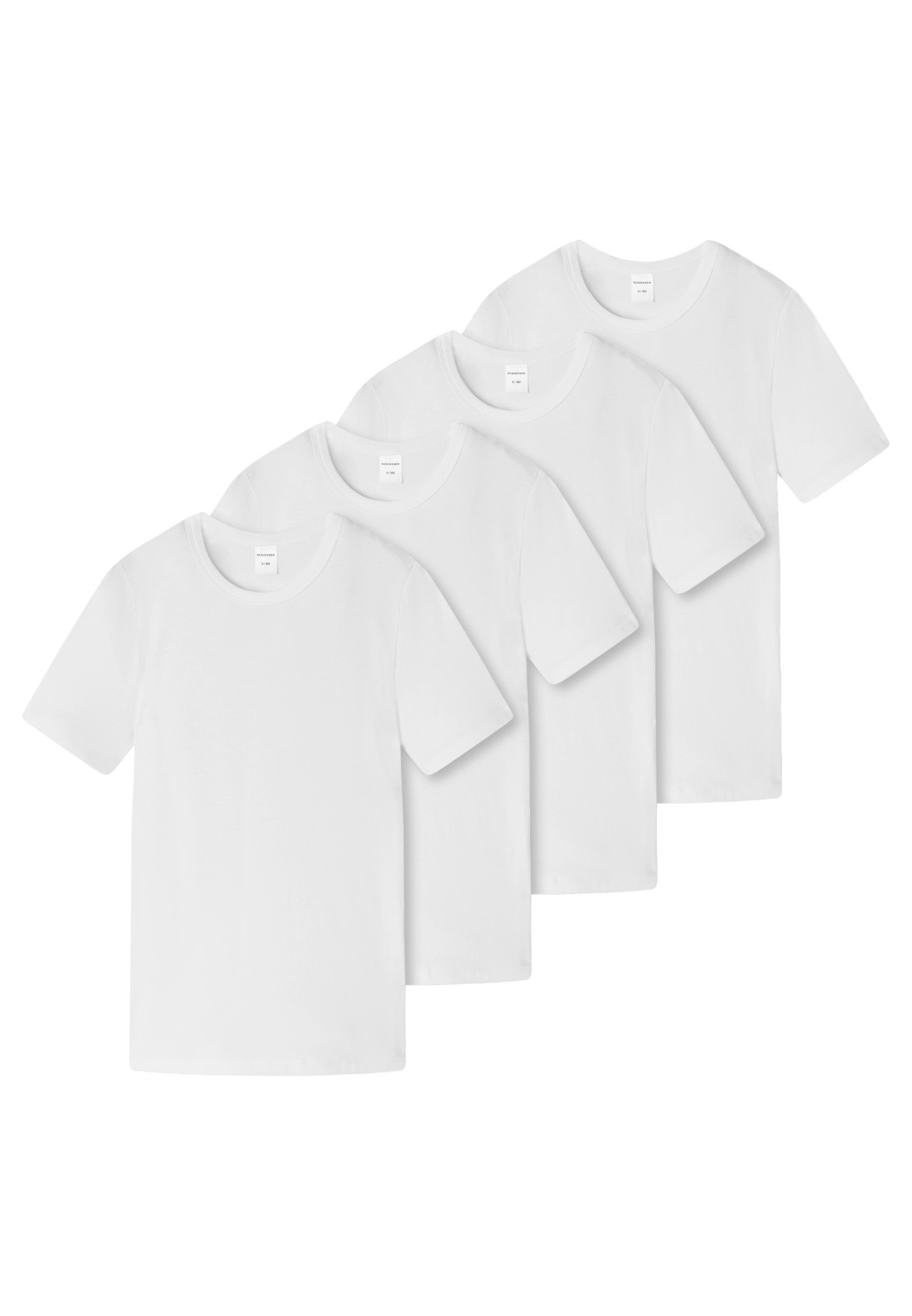 Mit Halsausschnitt / Schiesser Pack 4-St) Unterhemd rundem 95/5 4er Cotton Organic Shirt Boys - Kurzarm Baumwolle - Teens (Spar-Set, Unterhemd