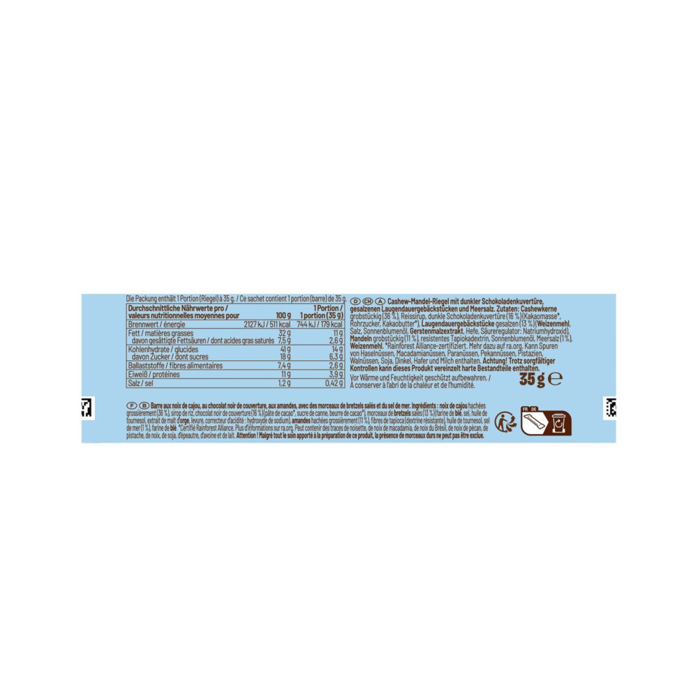 Seeberger Snacks Nüsse Seeberger Nussriegel Schoko-Brezel-Meersalz Multipack – 15 × 35 g, 15 x 35 g, 1 St. – Bild 5 von 5