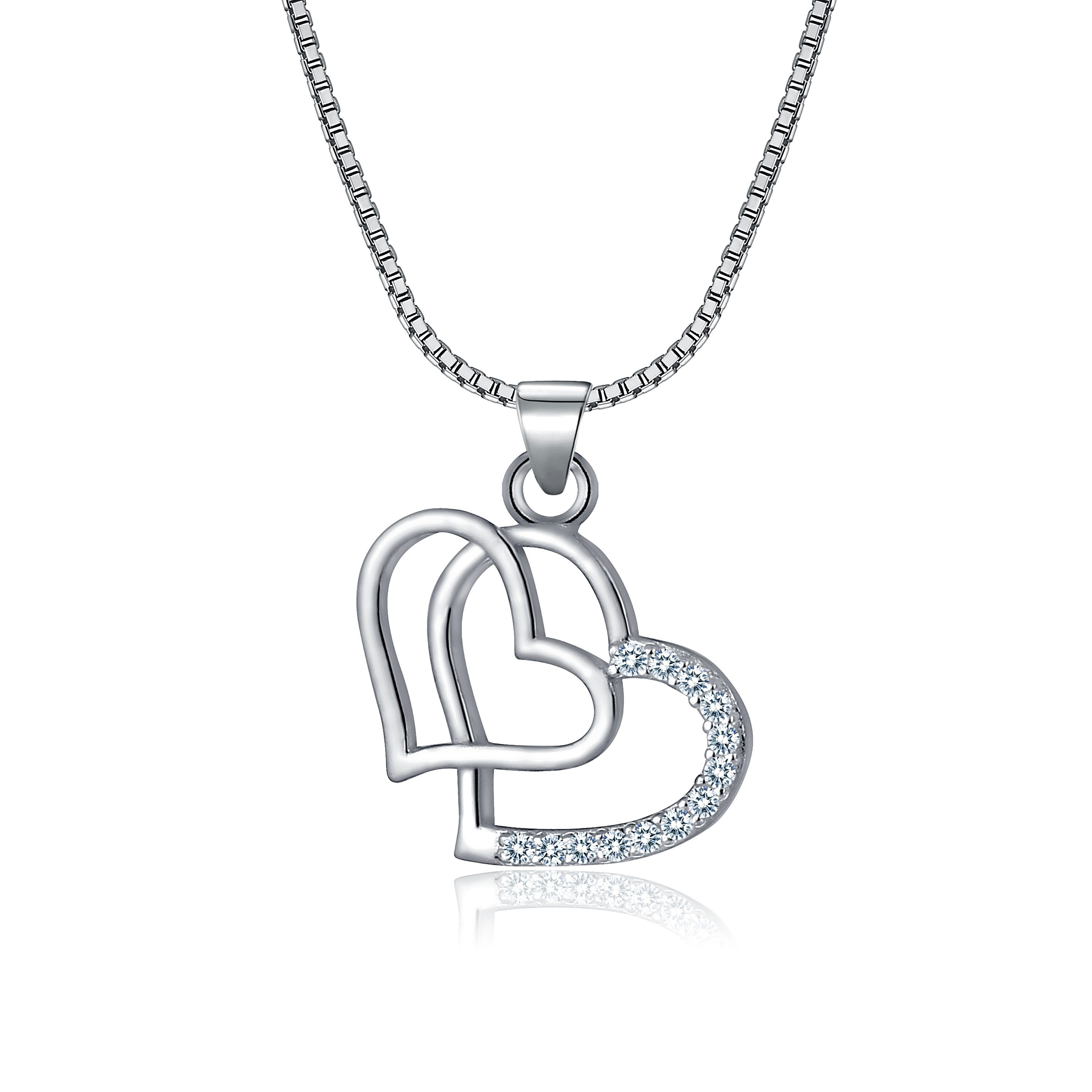 NAHLE Kette mit Anhänger Silberkette Herz Liebe Halskette Silber Kette für günstig online kaufen