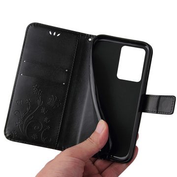 Tec-Expert Handyhülle Cover Tasche Hülle für Xiaomi Redmi Note 12 5G, Klapphülle Case mit Kartenfach Fliphülle aufstellbar, Motiv Blumen