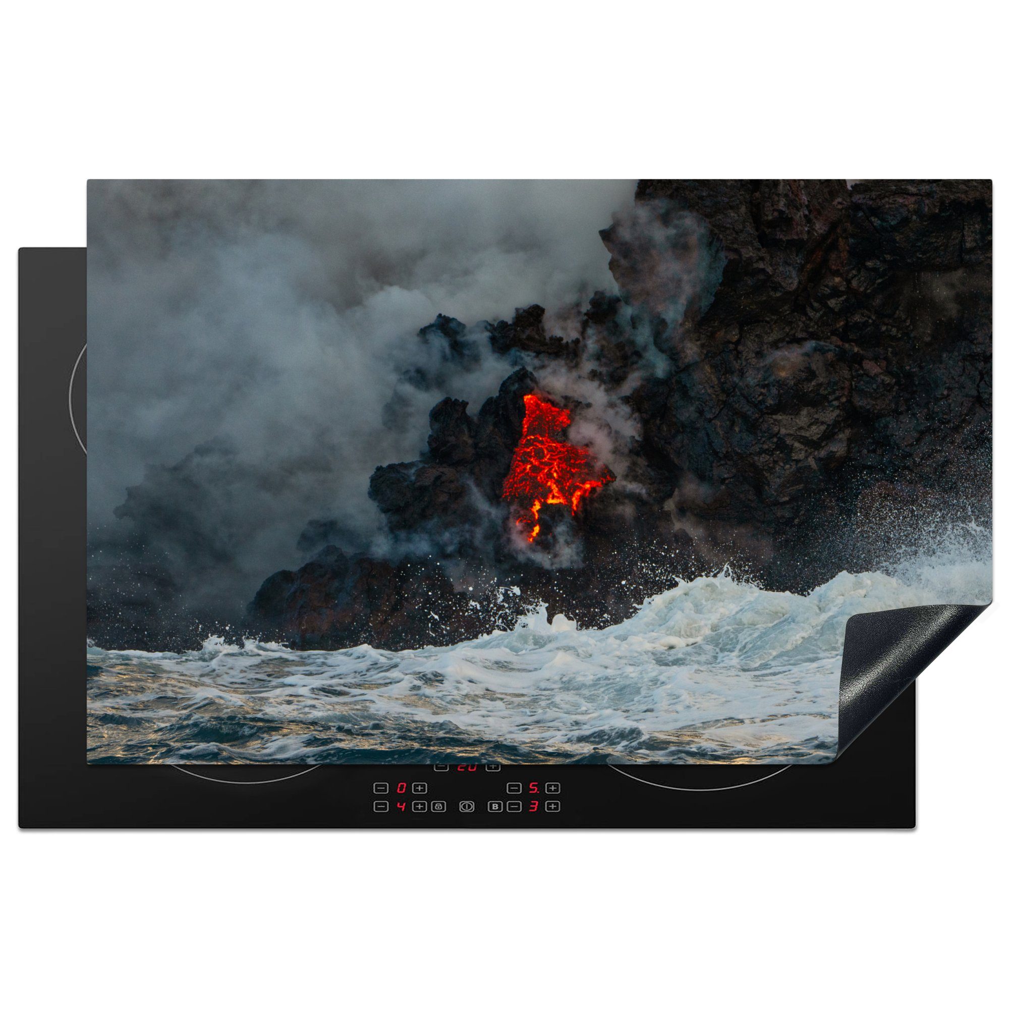 MuchoWow Herdblende-/Abdeckplatte Glühende Lavaströme des Vulkans Kilauea, Vinyl, (1 tlg), 81x52 cm, Induktionskochfeld Schutz für die küche, Ceranfeldabdeckung