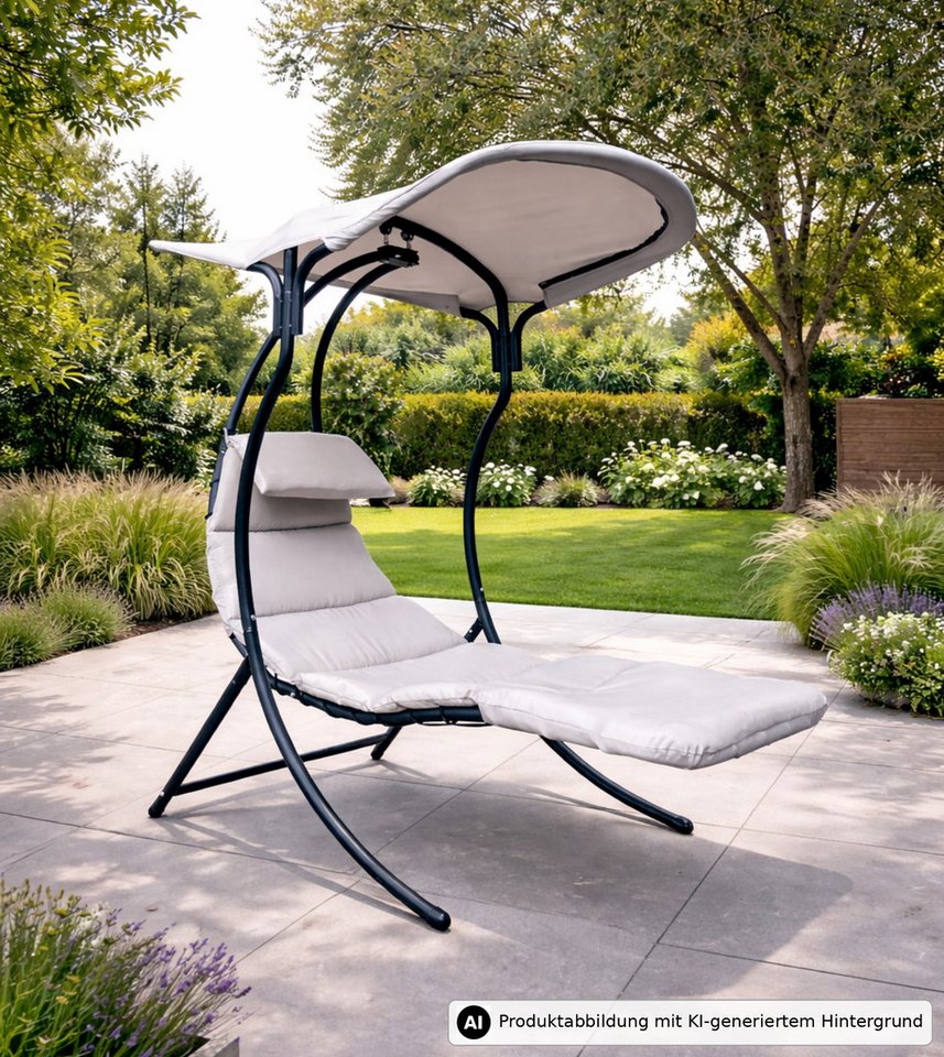 Leco Gartenliege Hängeliege Schwebeliege Hängesessel Schwingliege Dream Chair 2.0, Spar-Set, zerlegt zur Selbstmontage, Inkl. Auflage und Sonnendach, Schwebeliege, Schwingliege, Hängeliege