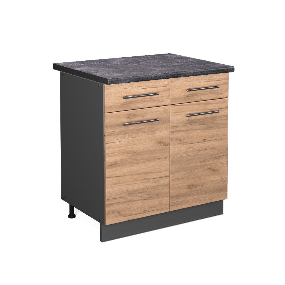 Vicco Unterschrank Fame-Line, Goldkraft Eiche/Anthrazit, 80 günstig online kaufen