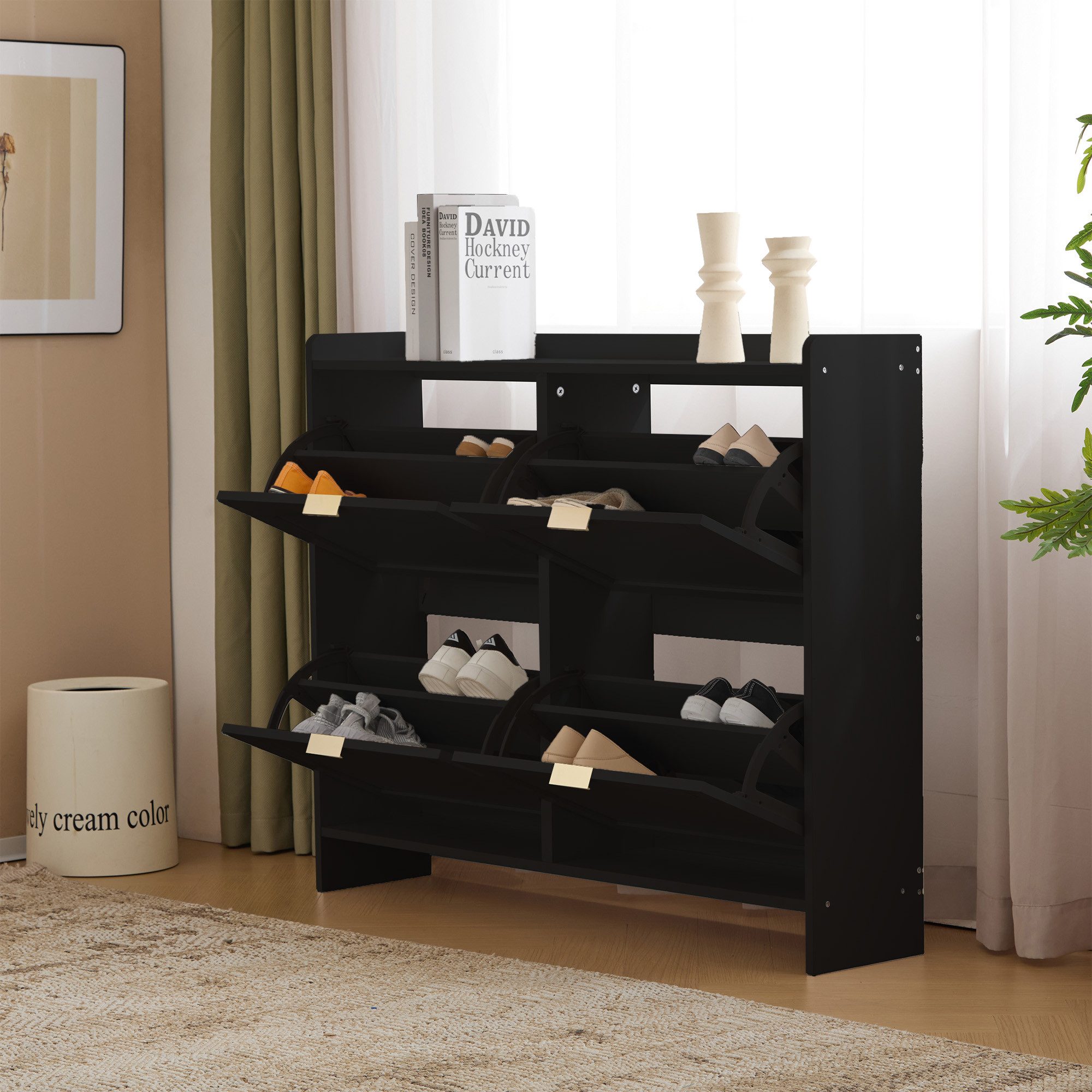 Refined Living Schuhschrank mit 4 Klappenfächern, freistehendem Schuhregal, günstig online kaufen