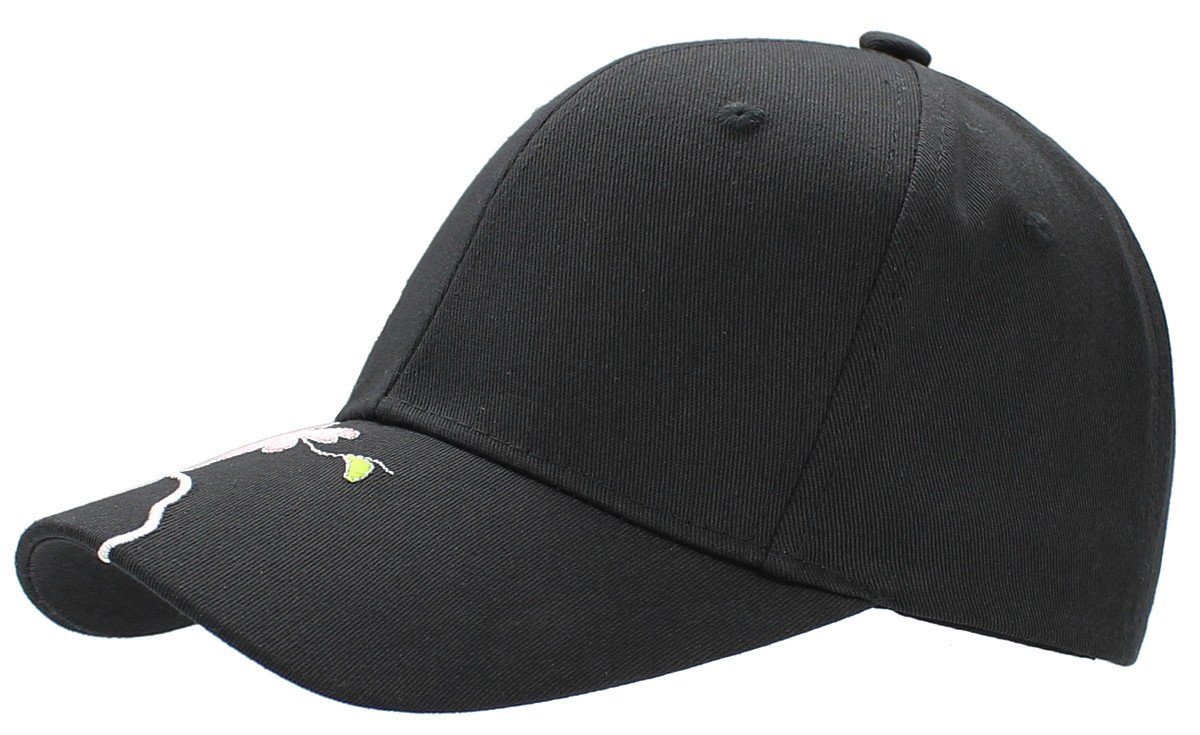 Sommerliche Frauen Baseball Kappe Damen Geblümt Schirmmütze dy_mode K222-SchwarzCherryflower Baseballkappe Schnalle-Verschluss mit Cap