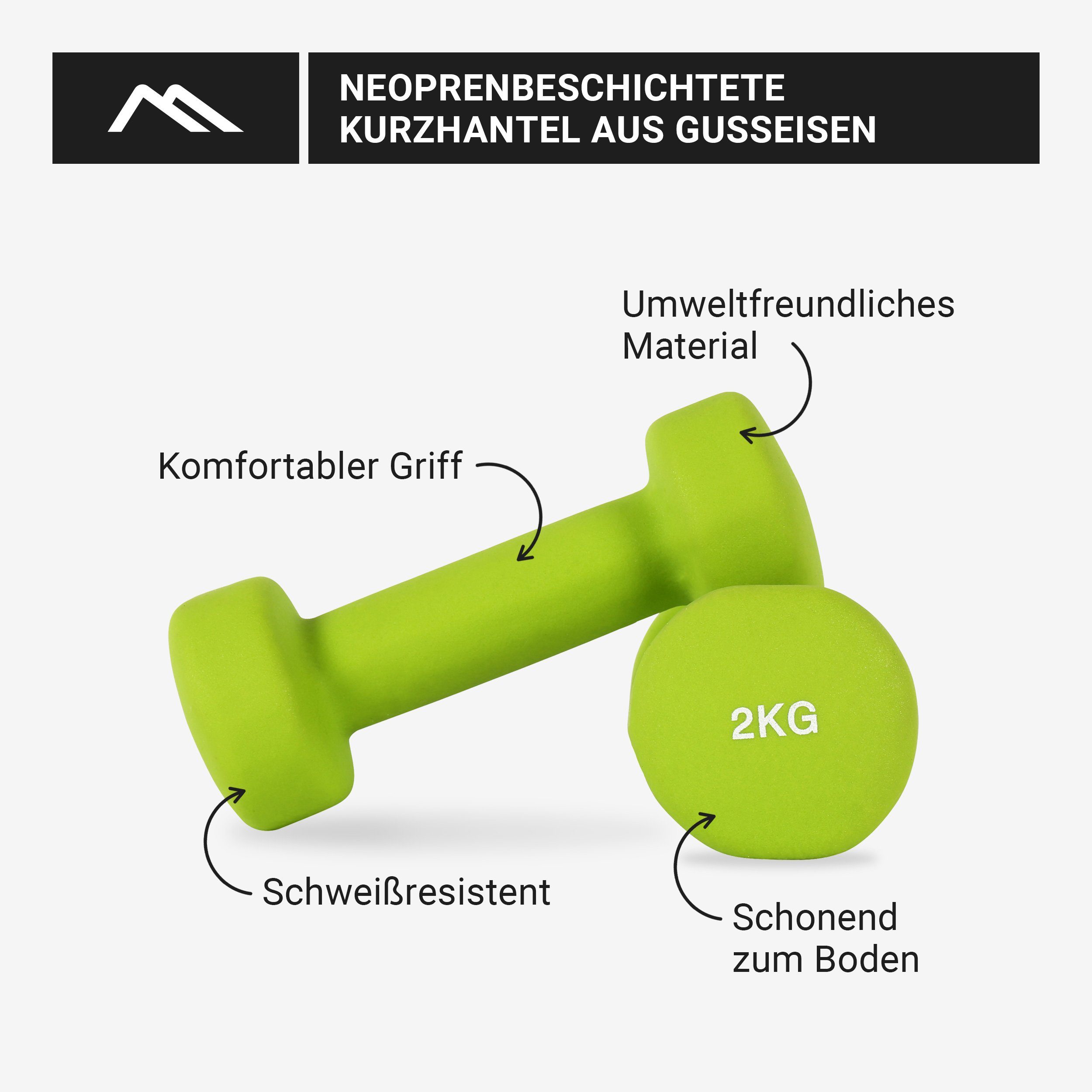 inkl. 2er MSports® Set Grün kg Neopren 0,5 5 kg Hantelset Paar Übungsposter - Hantel – 2