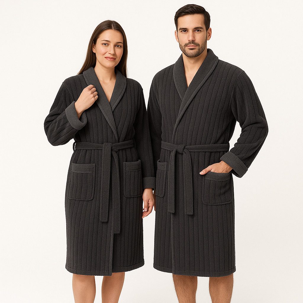 Betz Bademantel Microfaser mit Schalkragen - MALMÖ - für Herren und Damen, Gürtel