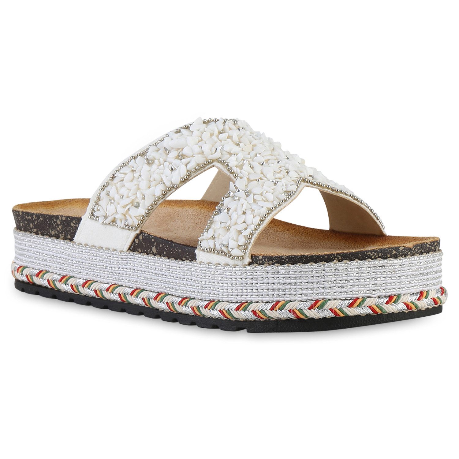 VAN HILL 841547 Sandalette Damen Pantoletten Sandaletten Nieten Zierperlen günstig online kaufen