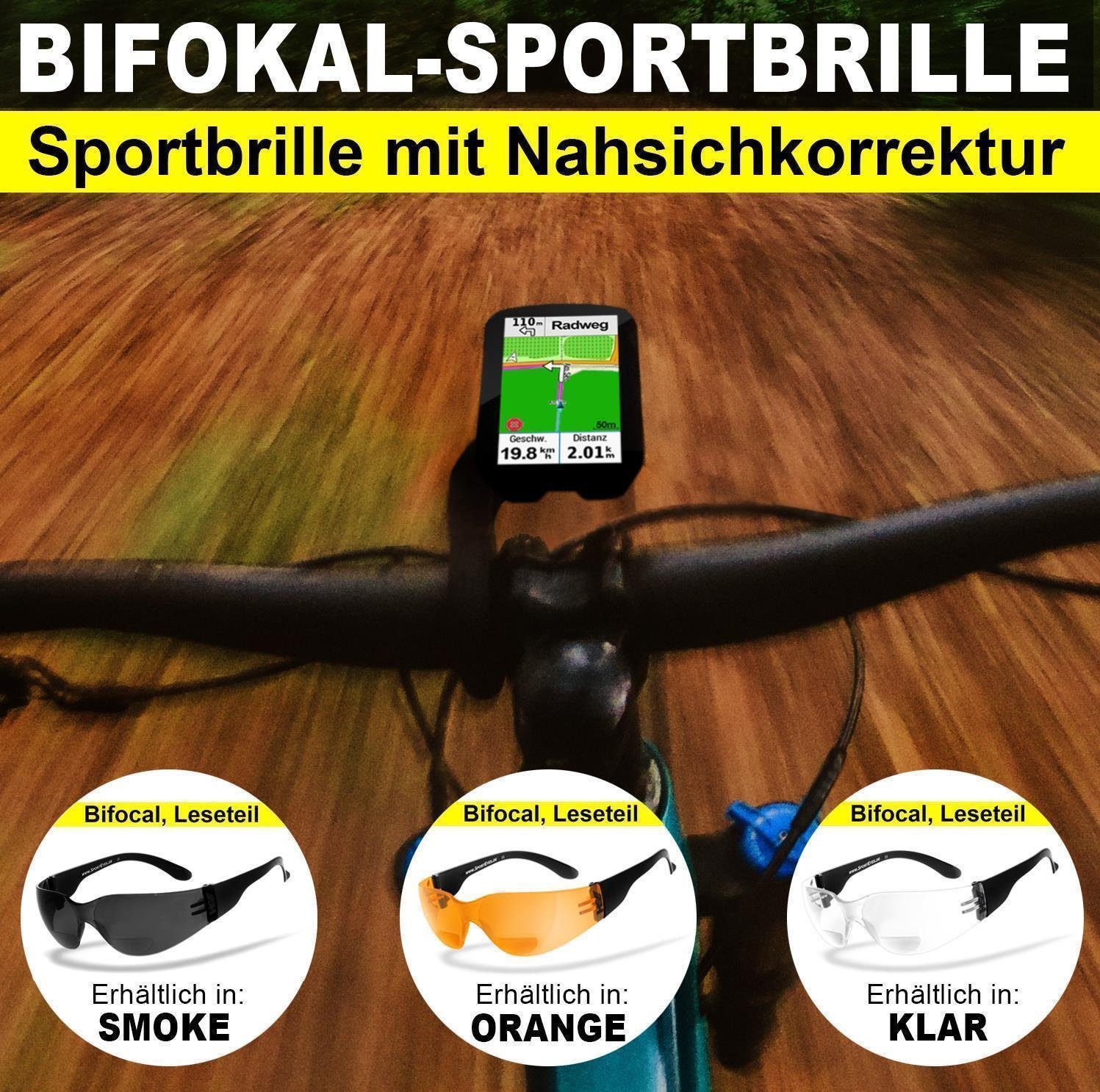 HSE +3 2.3, Dioptrien) - Leseteil Sportbrille SPRINTER SportEyes (1 bis