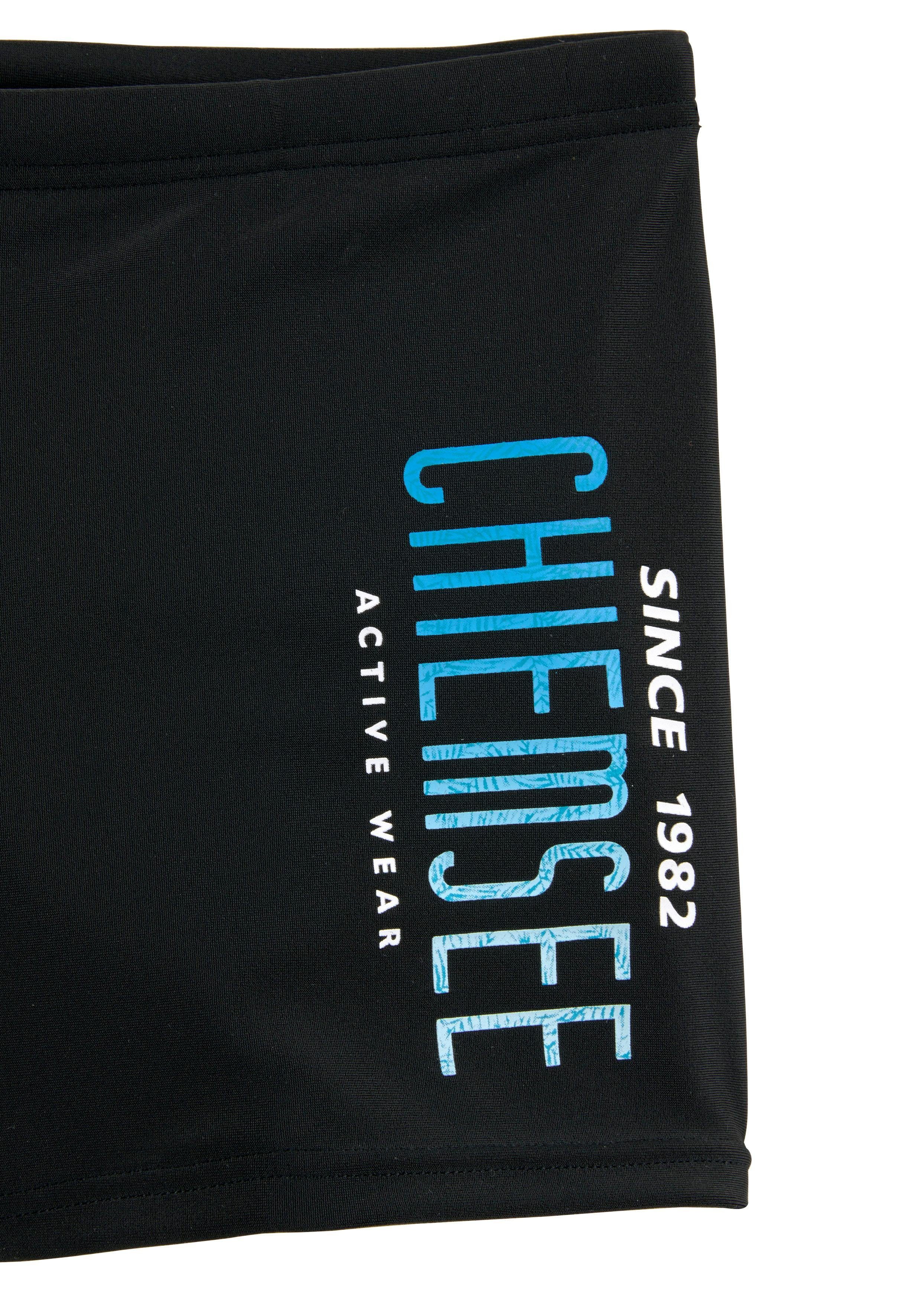 Chiemsee Boxer-Badehose mit Logodruck schwarz