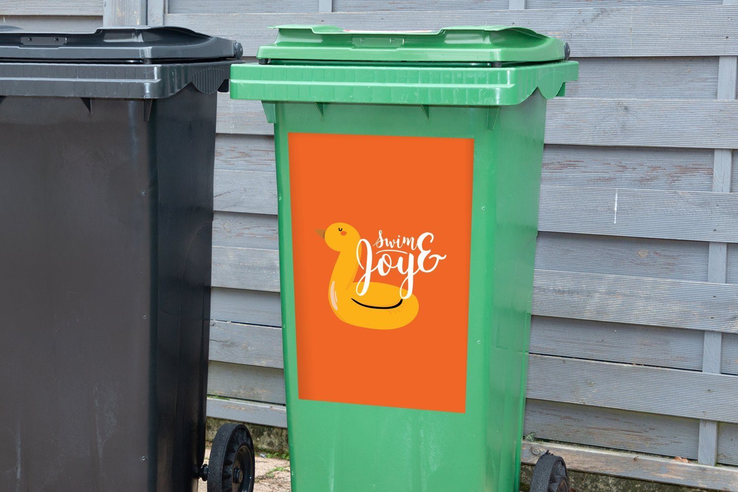 MuchoWow Wandsticker Orange - Gelb - (1 Schwimmband Sticker, St), Mülleimer-aufkleber, Abfalbehälter Mülltonne, Container