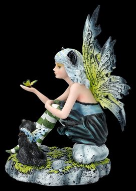 Figuren Shop GmbH Fantasy-Figur Elfen Figur mit schwarzer Elfen-Katze - Fantasy Fee Katzenfigur Dekofi