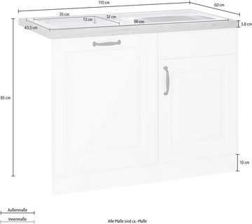 wiho Küchen Spülenschrank Erla 110 cm breit, inkl. Tür/Sockel für Geschirrspüler