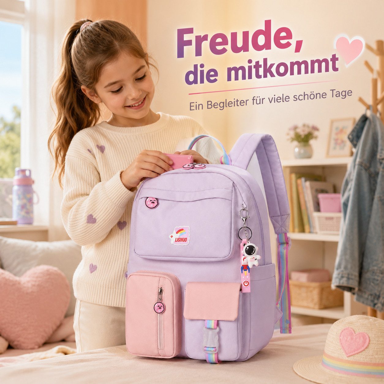 Diyarts Kinderrucksack, Trendiger Mädchenrucksack: Geräumig, Leicht und Robust