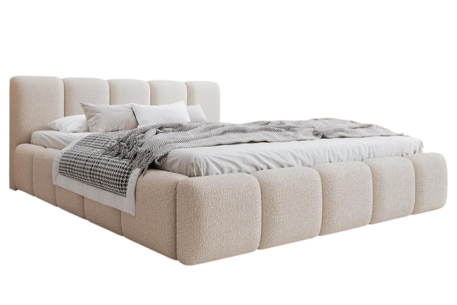 Compleo Polsterbett mit niedriges Kopfteil, Design Bett Abgerundet mit dick günstig online kaufen