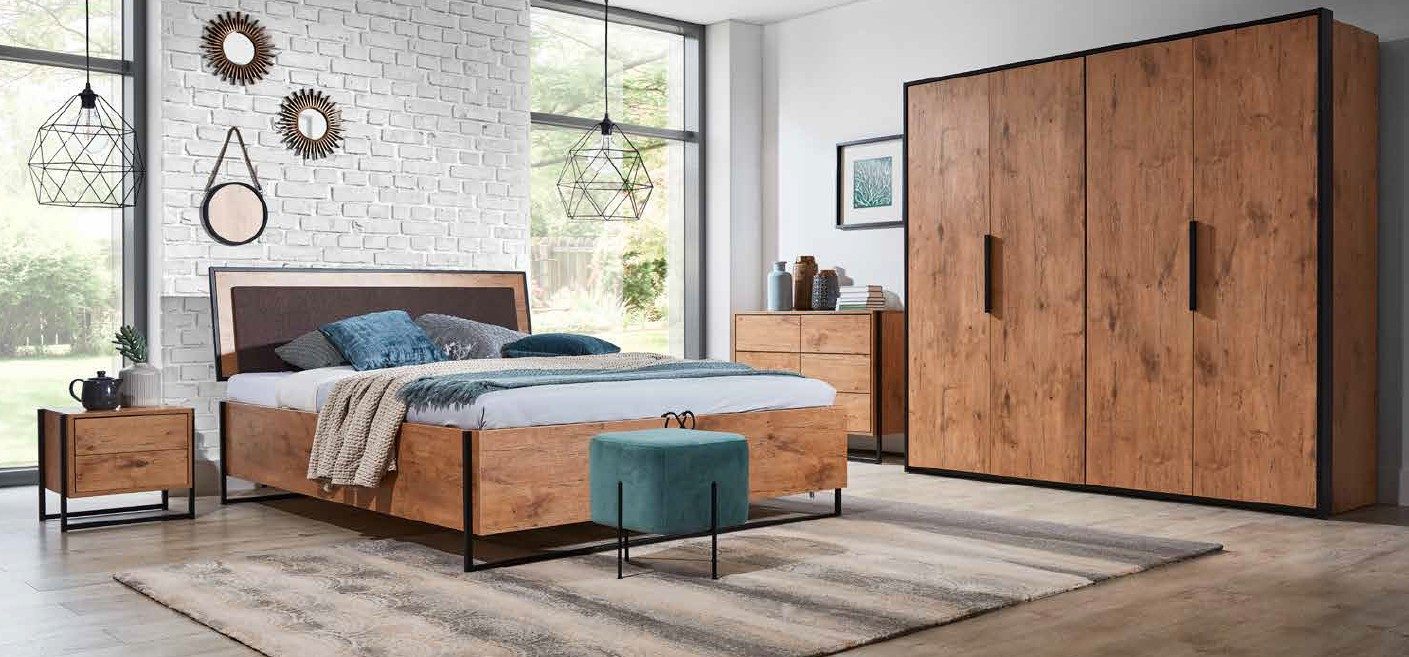 Xlmoebel Holzbett Loft Bett aus Holz mit Leder- und Textilpolsterung (Bett 4069424974553), Hergestellt in Europa