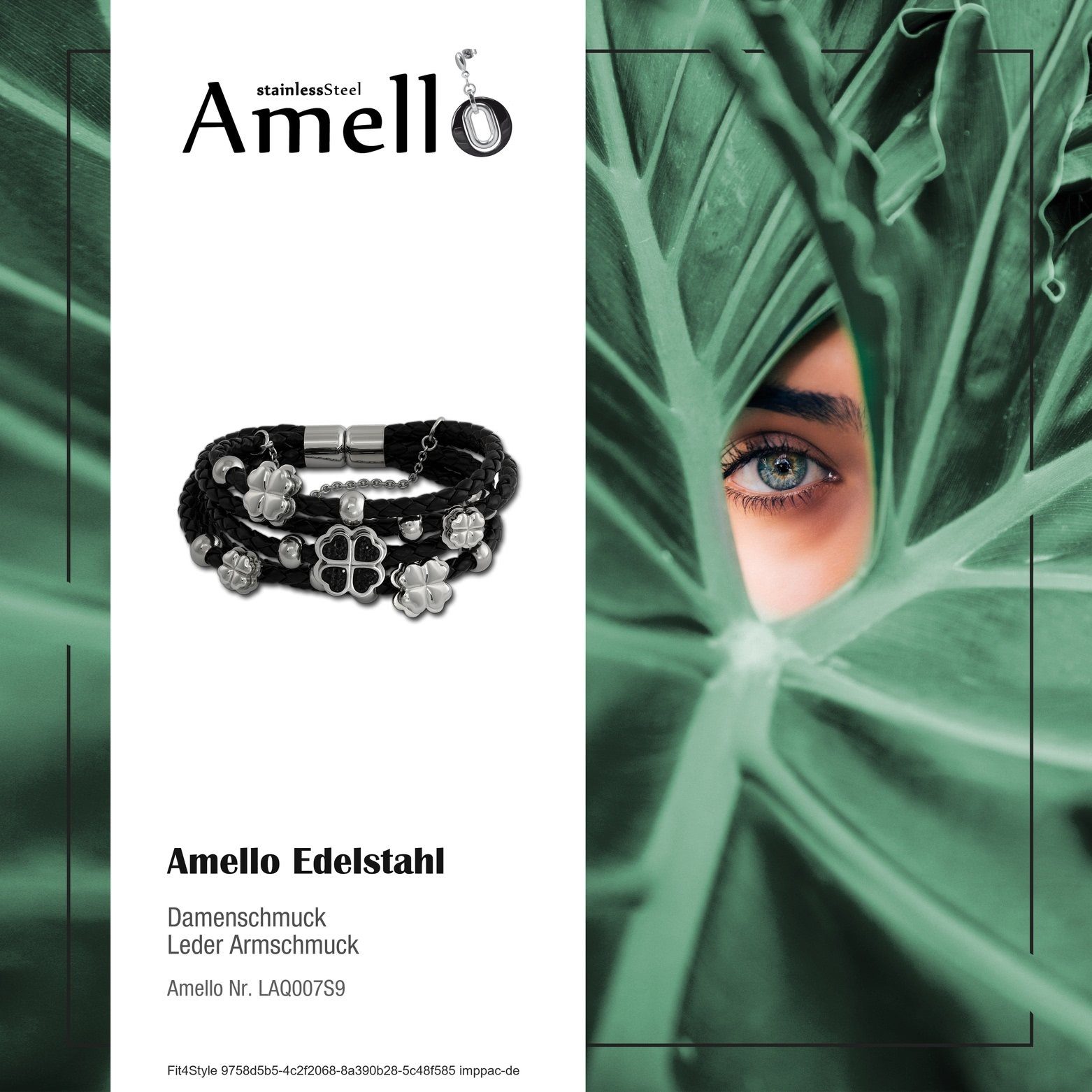 Herz-Blume Farbe: (Armband), Armband Damen schwarz (Herz-Blume) Edelstahlarmband Armband Edelstahl Amello (Stainless Steel), Zirkonia Amello