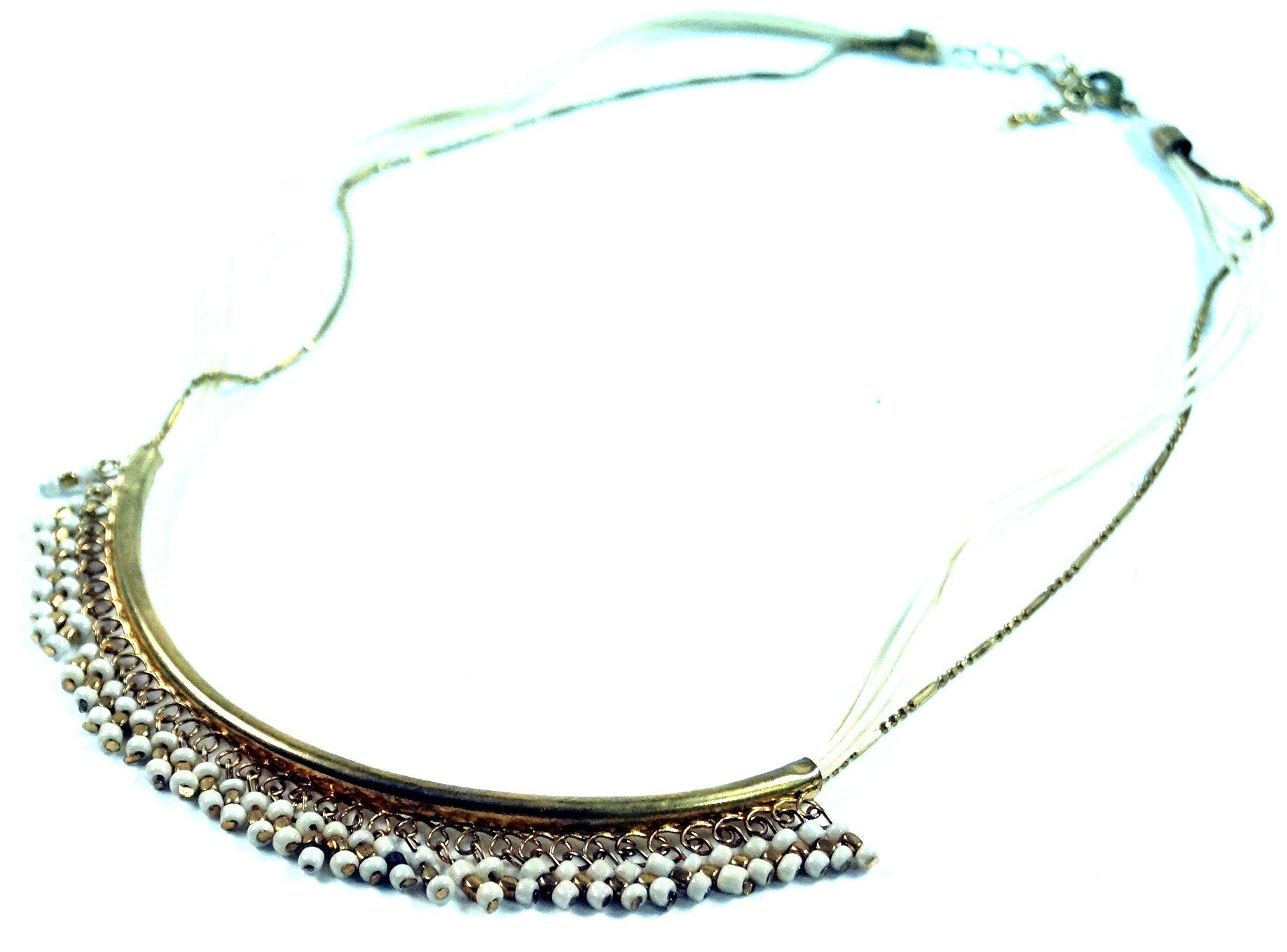 Guru-Shop Perlenkette Modeschmuck Kette - gold