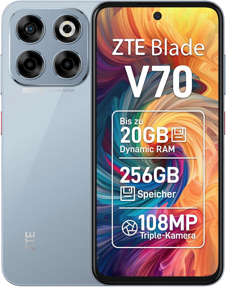 ZTE Blade V70 Smartphone (17,02 cm/6,7 Zoll, 256 GB Speicherplatz, 108 MP Kamera) grau