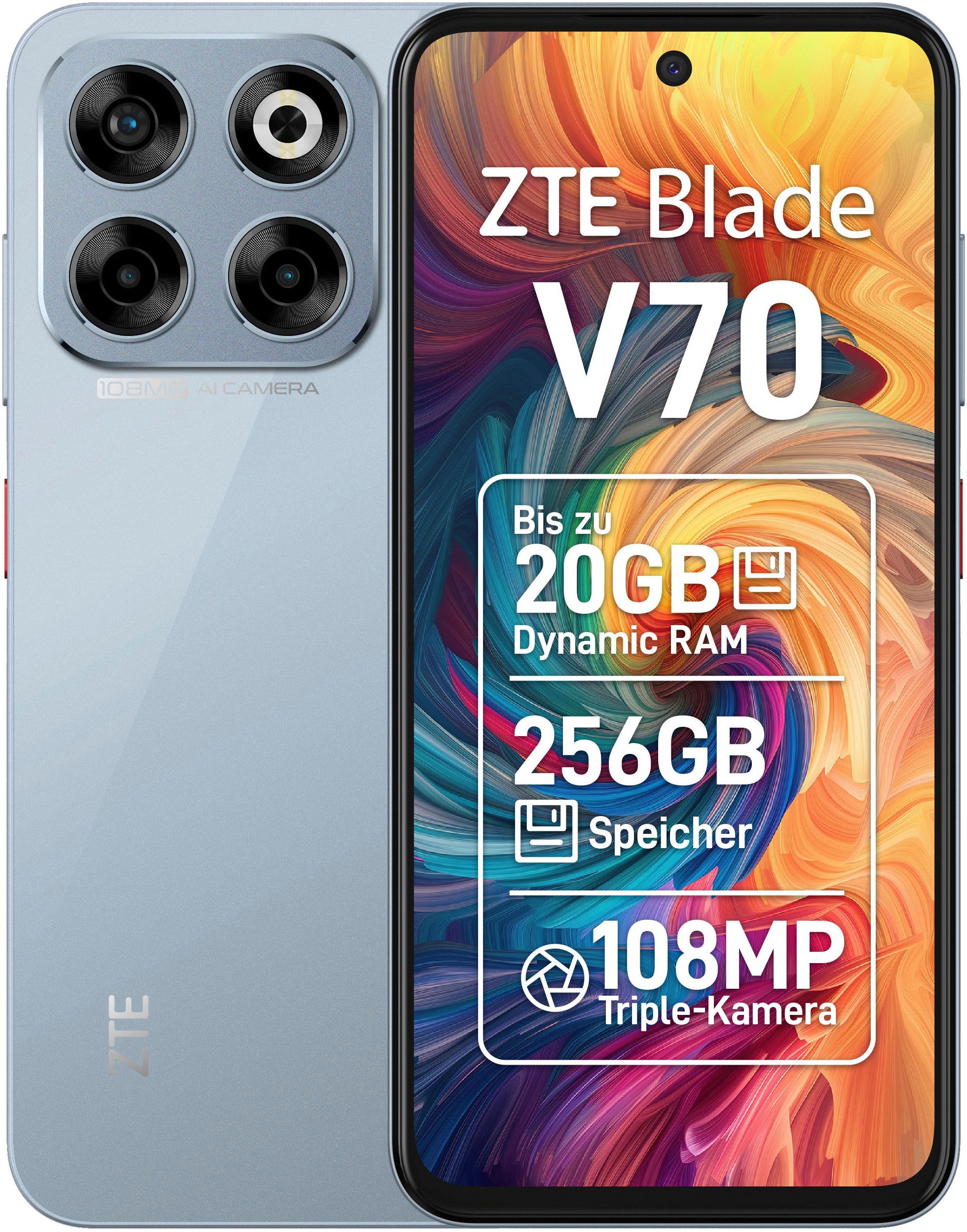 ZTE Blade V70 Smartphone (17,02 cm/6,7 Zoll, 256 GB Speicherplatz, 108 MP Kamera)