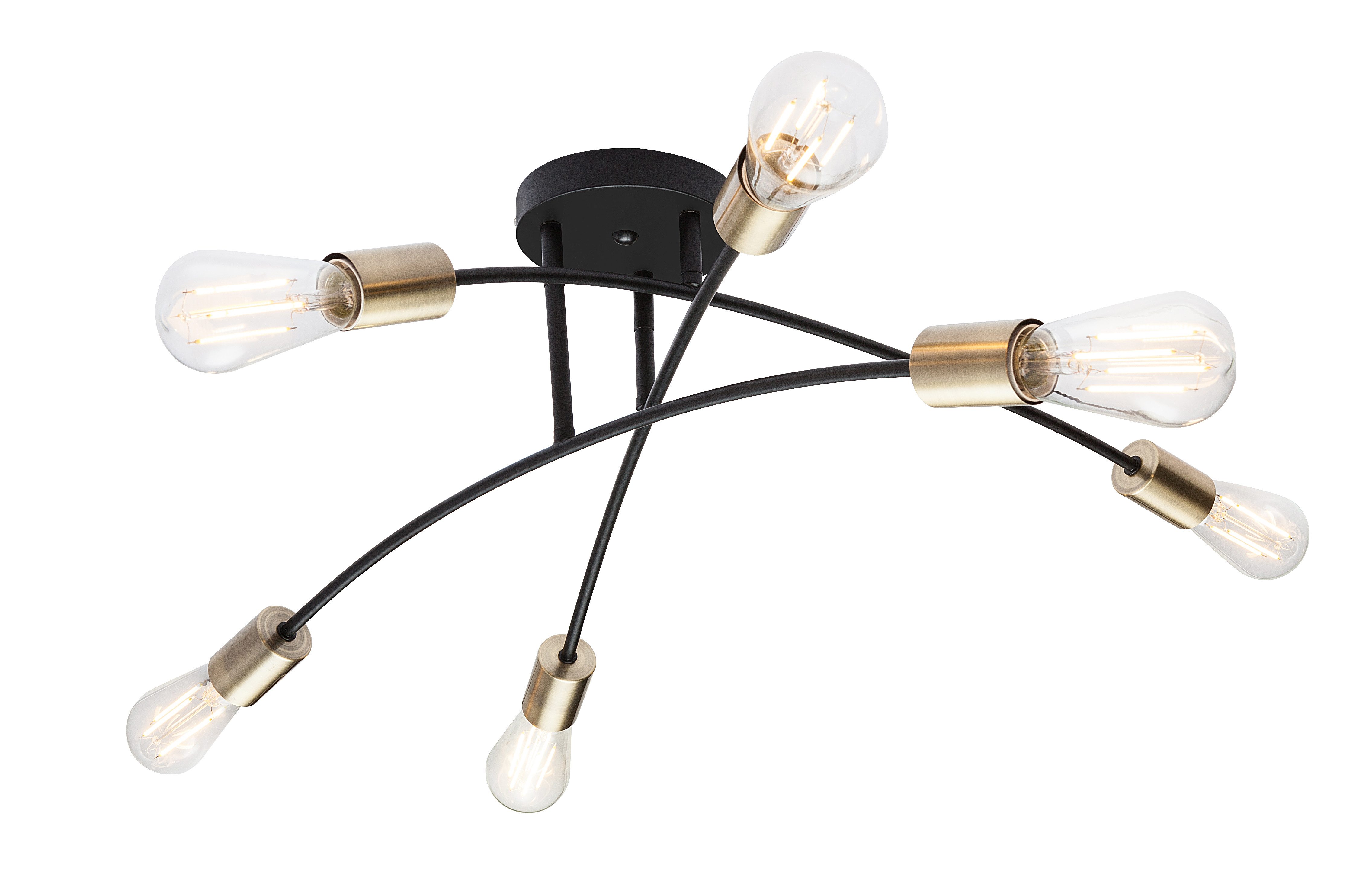 GLOBO LIGHTING Deckenleuchte SARINI, ohne Leuchtmittel, Deckenleuchte Schwarz/Altmessing, ohne Schirm, E27