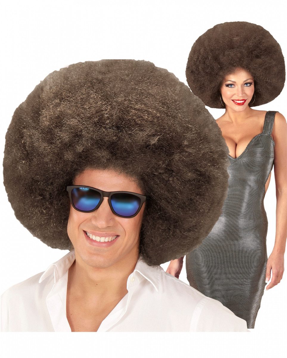 Kostüm-Perücke Riesige Afro Perücke Braun als Kostümzubehör für K