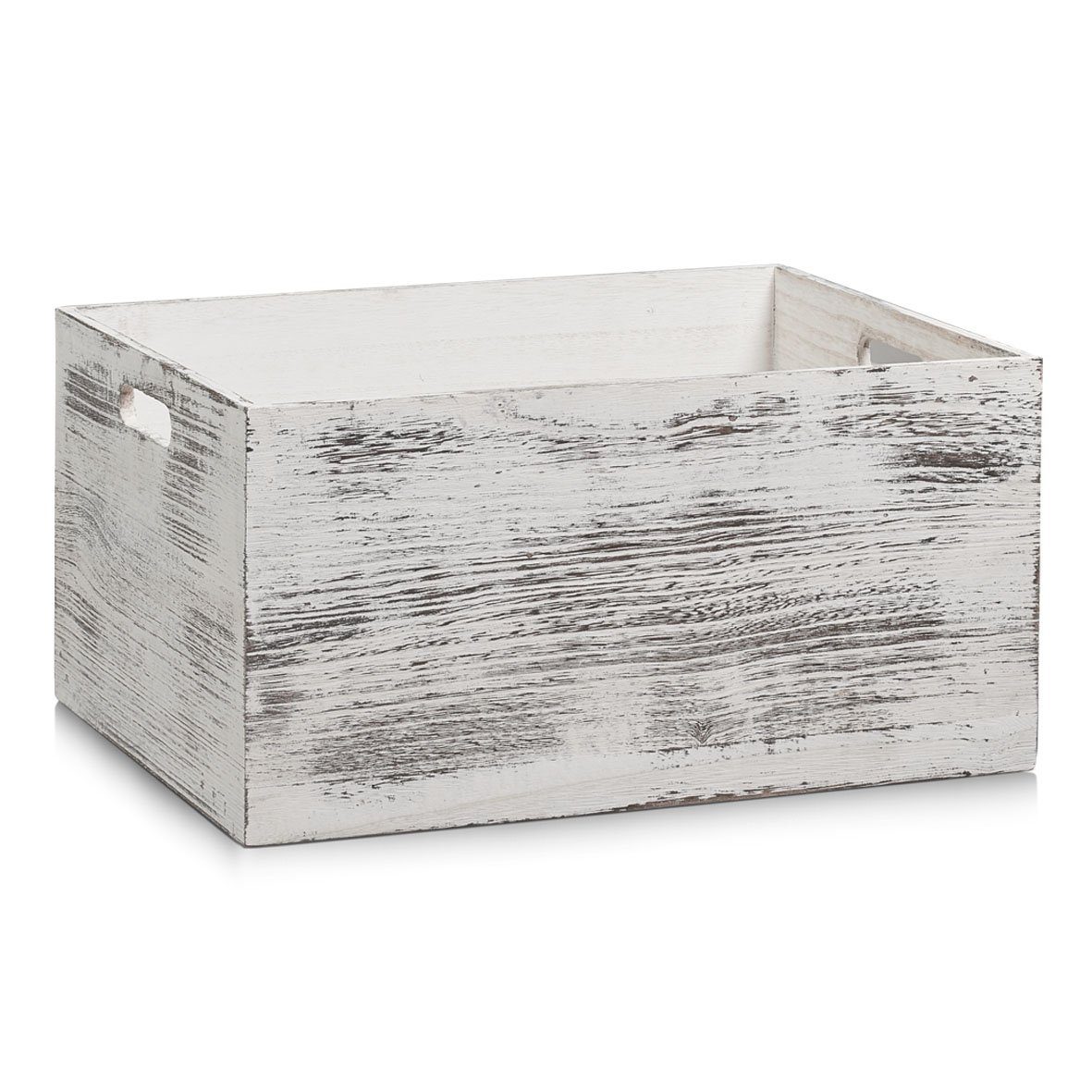 Zeller Present Aufbewahrungskorb Aufbewahrungskiste "Rustic weiß, Holz, weiß, 40 x 30 x 20,5 cm