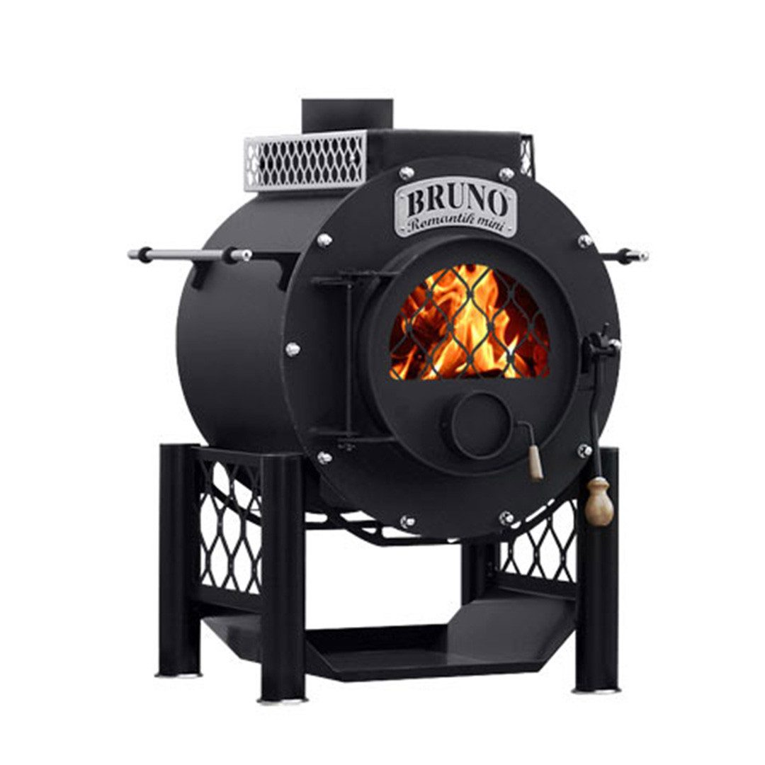 Bruno Kaminofen Bruno® Werkstattofen Romantik Mini schwarz 9 kW Stahl A, 9 kW