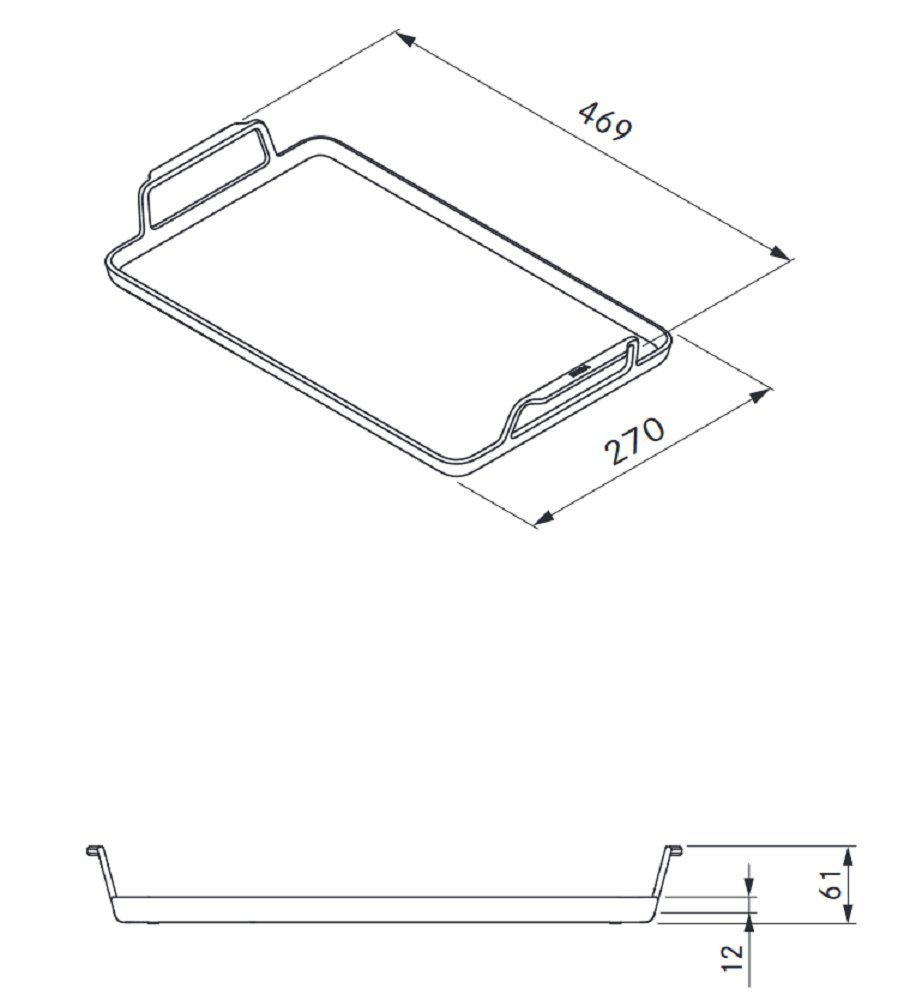Bora Montagezubehör Dunstabzugshaube Grillpfanne für Flächeninduktion (47 x 27 x 6 cm) KWGPFI