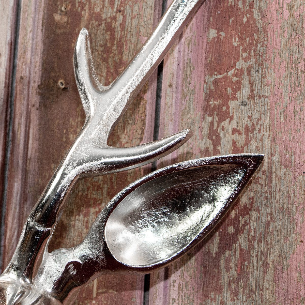Antikas Wanddekoobjekt Kopfbüste als Wanddekoration, Groß, Hirsch, Wanddeko, Aluminium