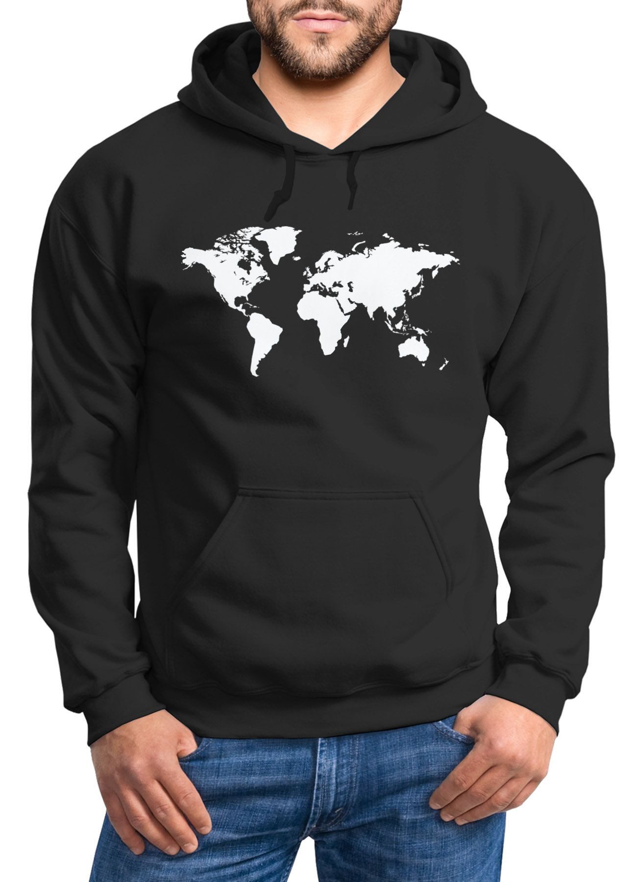 MoonWorks Hoodie Hoodie Herren Weltkarte World Map Kapuzenpullover Pullover günstig online kaufen
