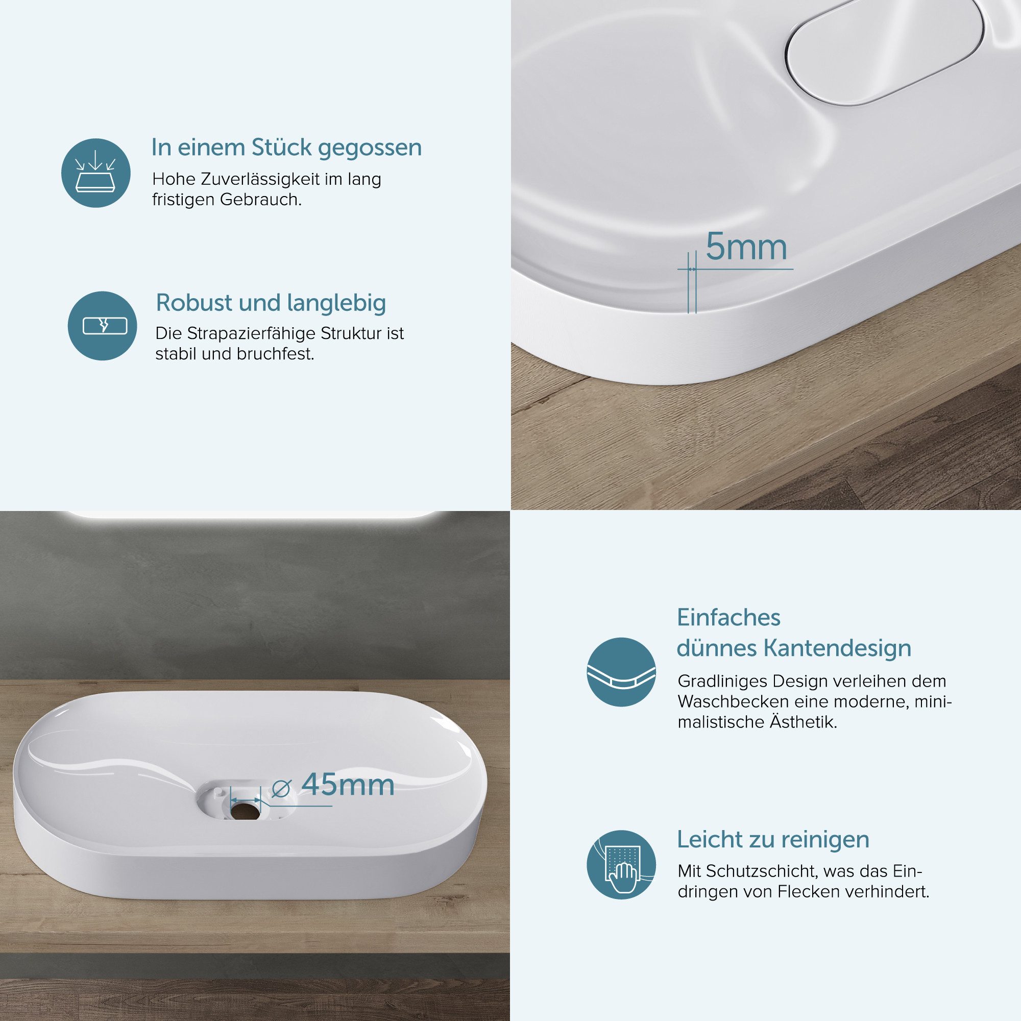 doporro Waschbecken Aufsatzbecken Mineralguss Gussmarmor Waschtisch Colossum826