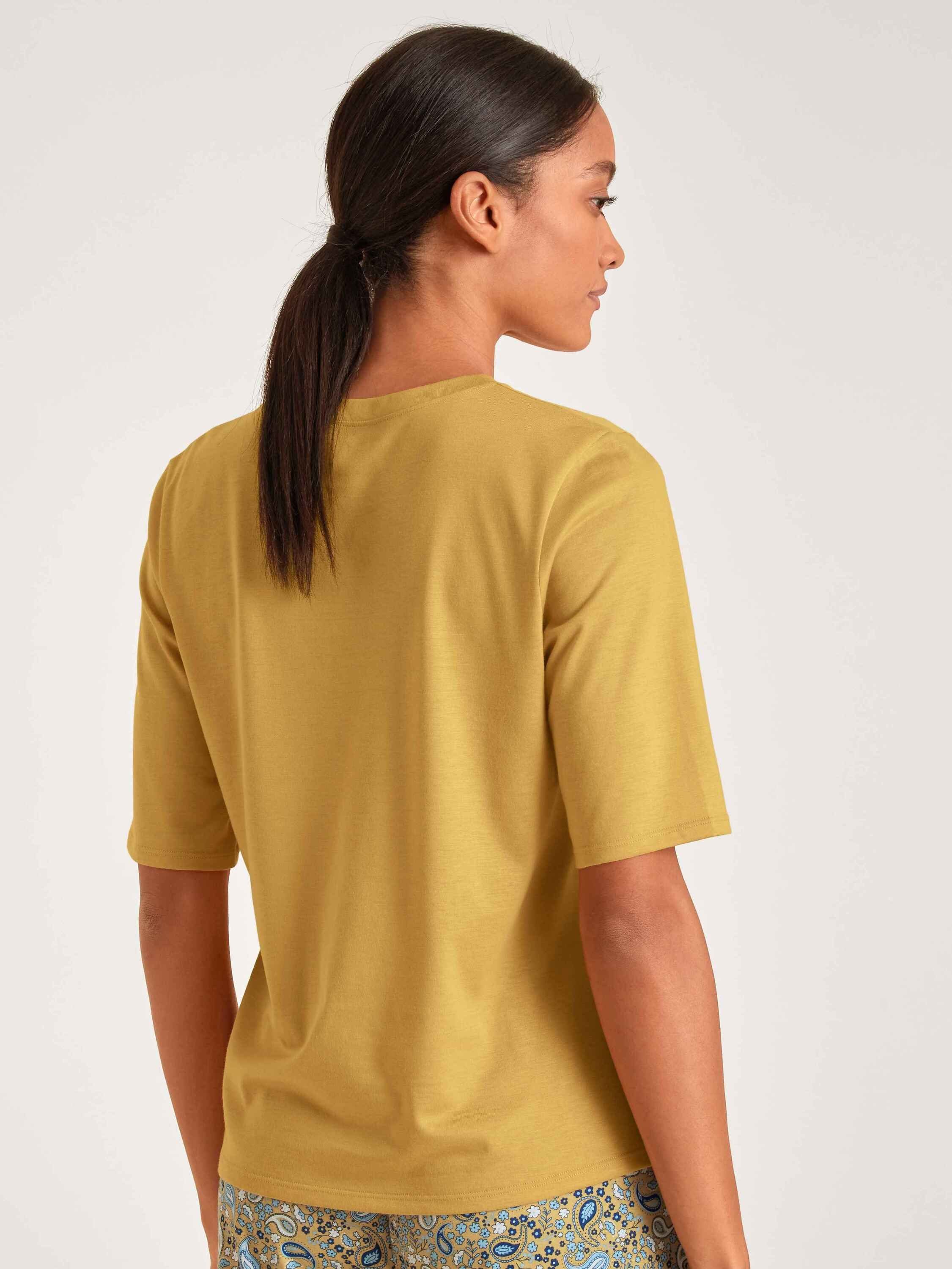 (1-tlg) Kurzarmshirt sautere CALIDA yellow Kurzarm-Shirt