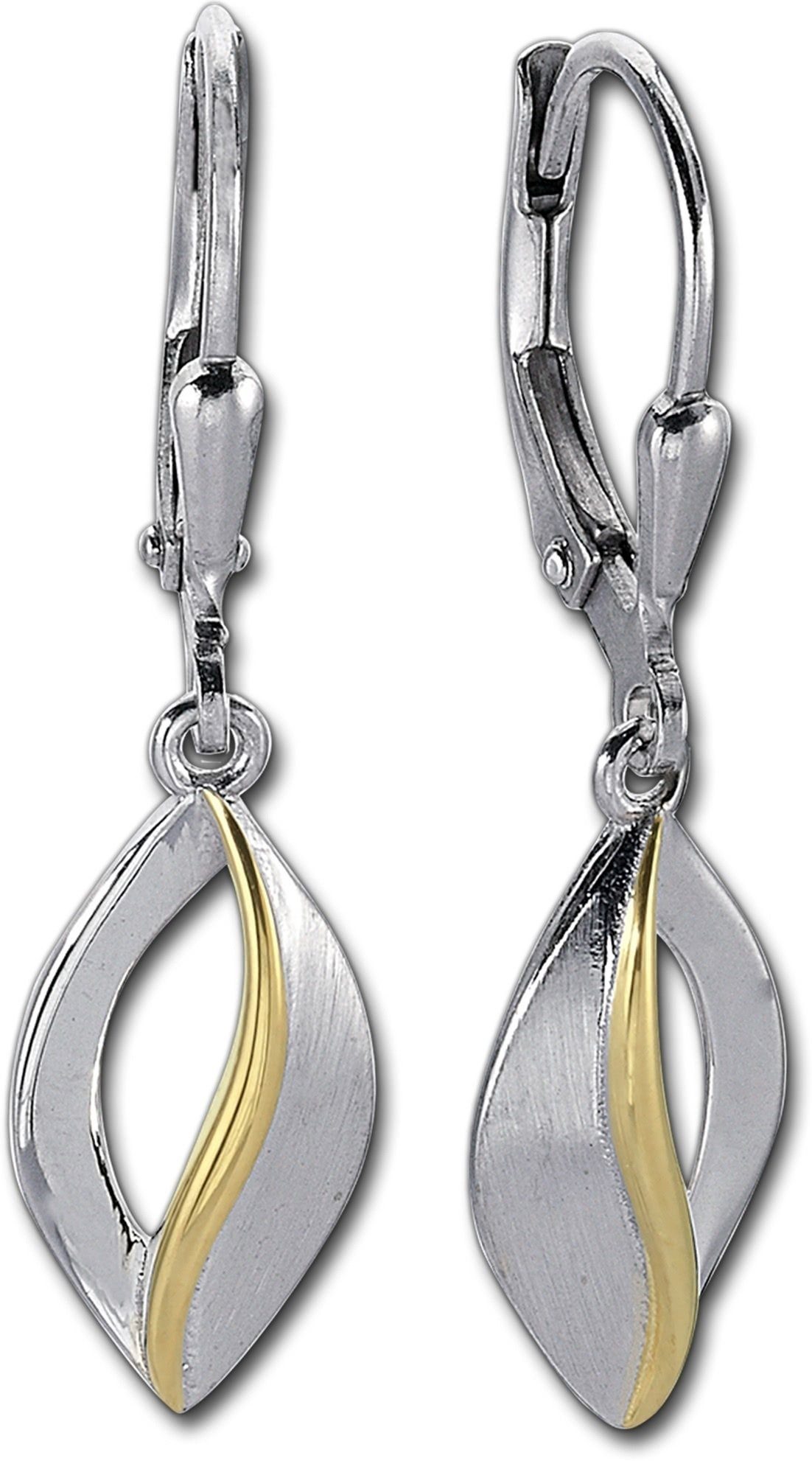 Balia Paar Ohrhänger Balia Damen Ohrringe matt - poliert (Ohrhänger), Damen Ohrhänger Blatt aus 925 Sterling Silber, Länge ca. 3,2cm