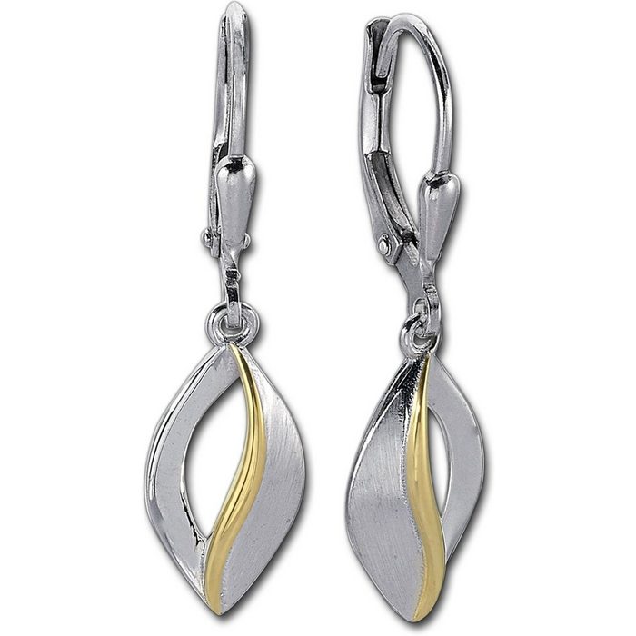 Balia Paar Ohrhänger Balia Damen Ohrringe matt - poliert (Ohrhänger) Damen Ohrhänger Blatt aus 925 Sterling Silber Länge ca. 3 2cm