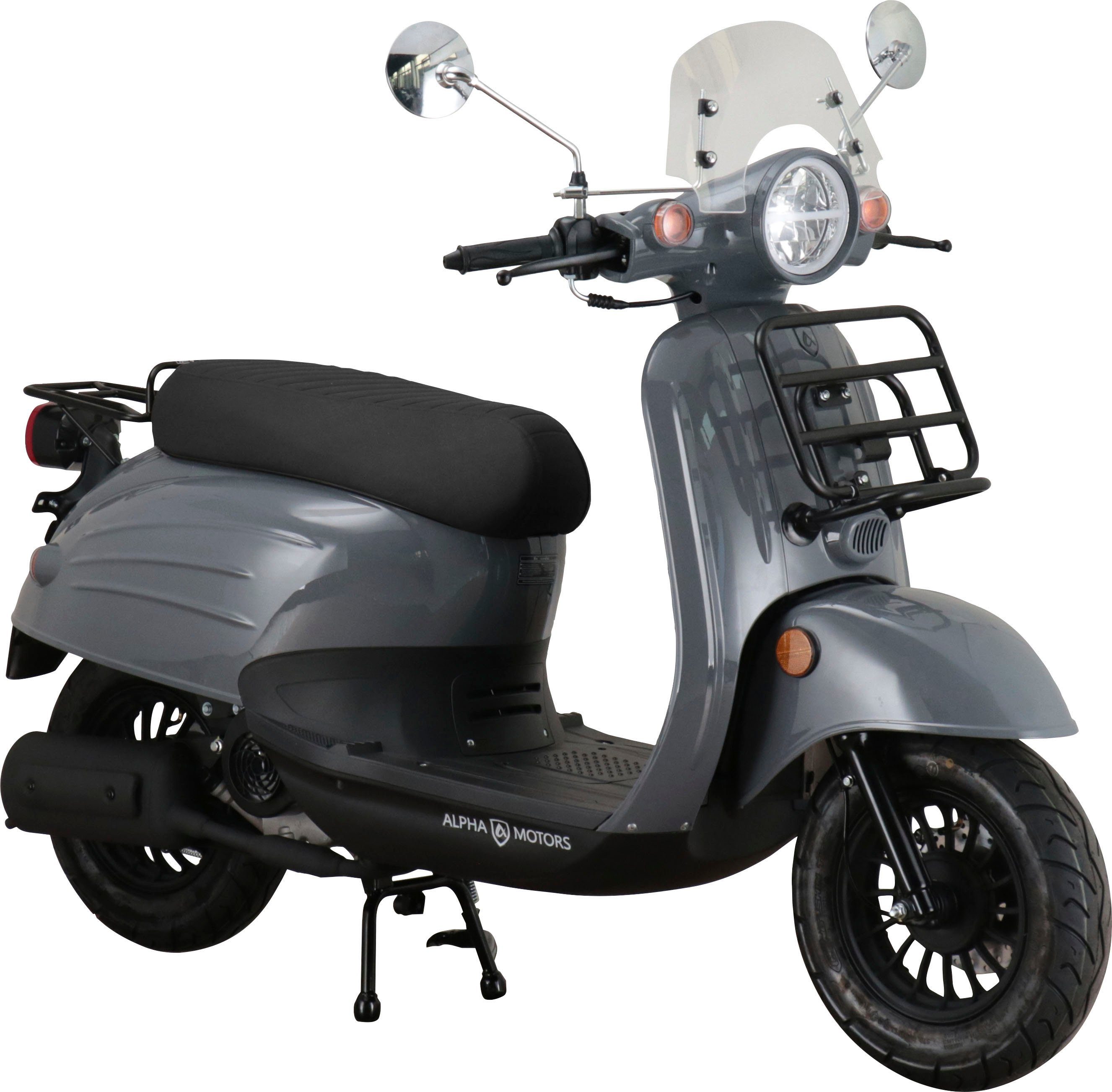 Alpha Motors Mofaroller Adria, 50 ccm, 25 km/h, Euro 5, inkl. Windschild grau