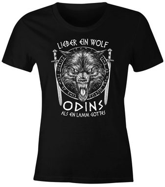 Neverless Print-Shirt Damen T-Shirt Lieber ein Wolf Odins als ein Lamm Gottes nordische Mythologie Wikinger Muskelshirt tFashion Streetstyle Neverless® mit Print