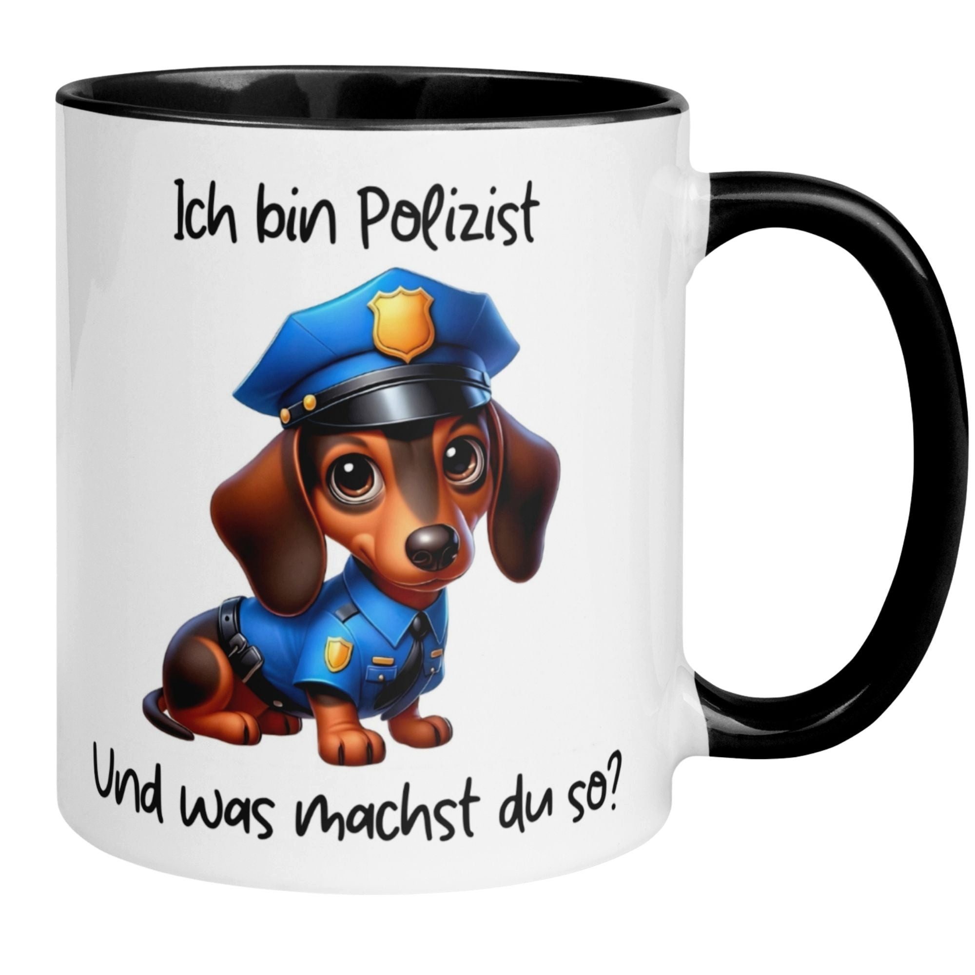 Momentals Tasse Dackel – „Ich bin Polizist“ – lustiger Polizei Geschenk Becher, Gratis Versand · Links-&Rechtshänder · Spülmaschinenfest