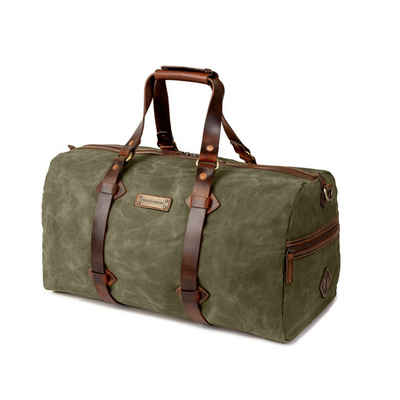 DRAKENSBERG Reisetasche Weekender »Cody« Wald-Grün, wetterfeste Vintage Sportasche aus gewachstem Canvas und Leder