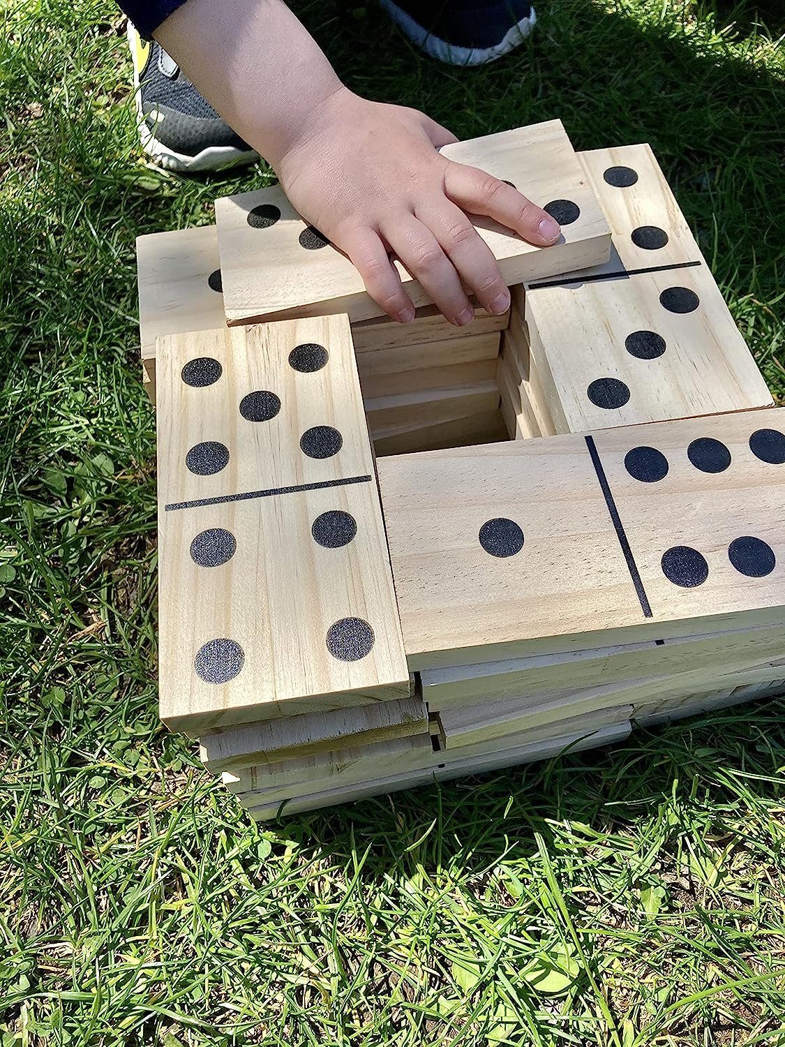 Be Toys Spielesammlung Domino XXL Holz 28 DOMINOSTEINE Dominospiel Kinderspiel Indoor Outdoor, JJA, FSC Siegel