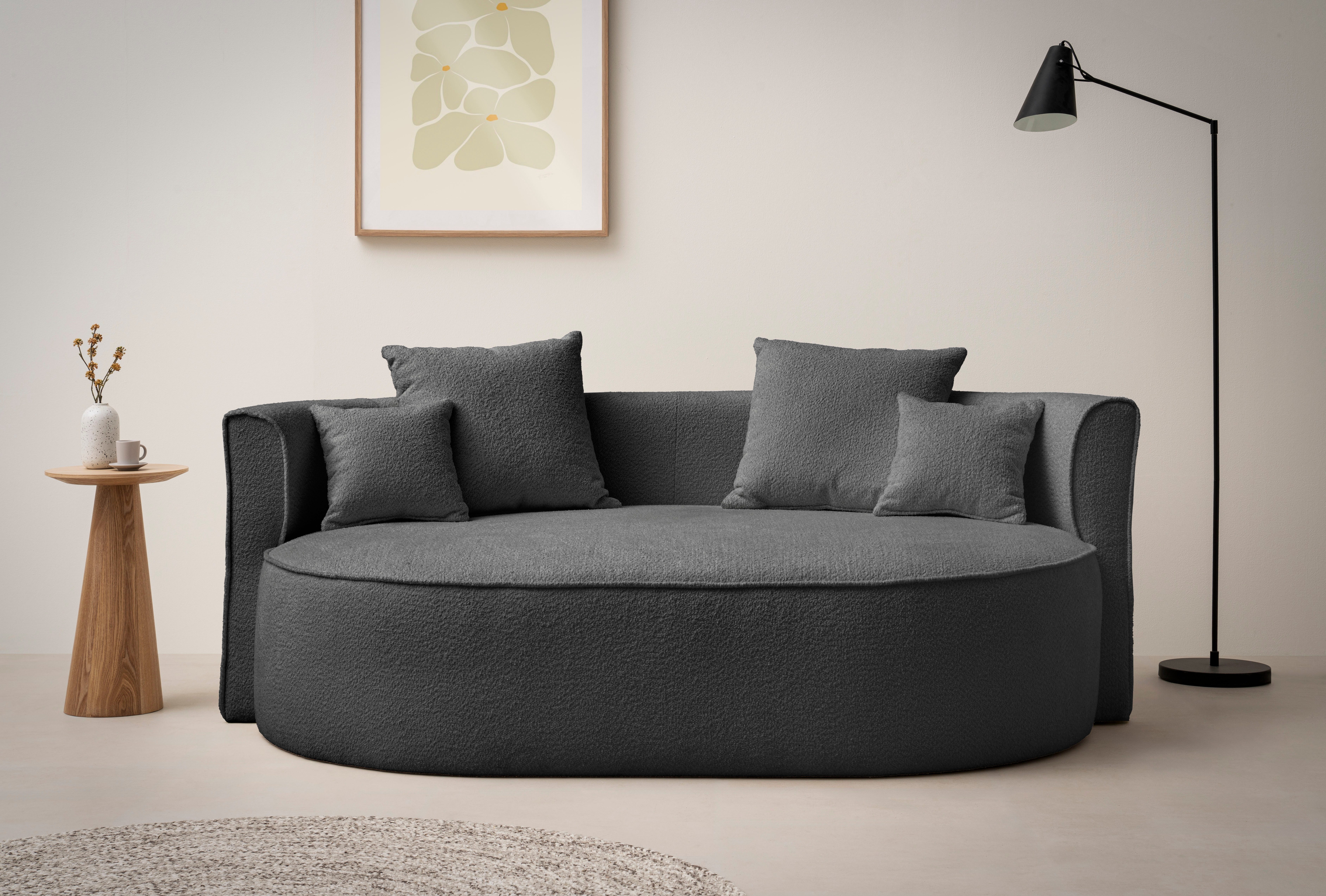 LeGer Home by Lena Gercke 2,5-Sitzer "ISALIE, rundes Loungesofa, mit Kissen günstig online kaufen