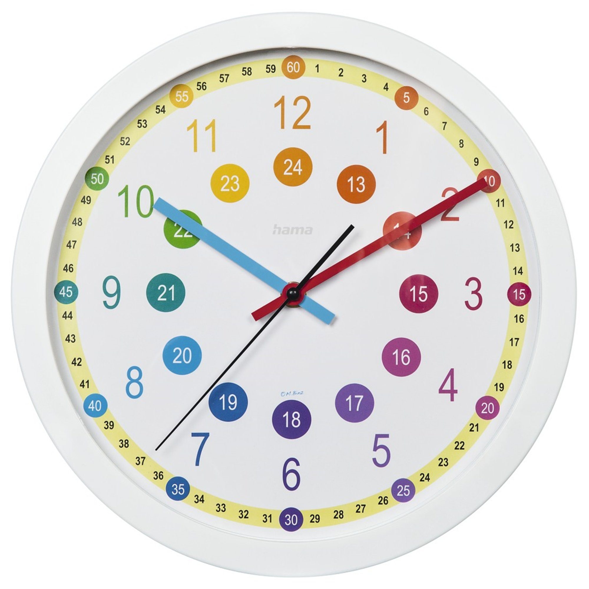 Hama Wanduhr Kinder-Wanduhr "Easy-Learning", Bunt günstig online kaufen