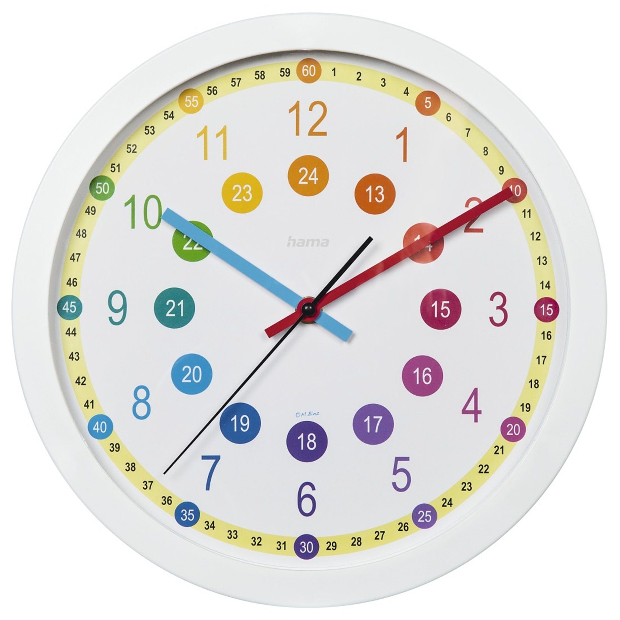 Wanduhr Bunt "Easy-Learning", Hama Kinder-Wanduhr