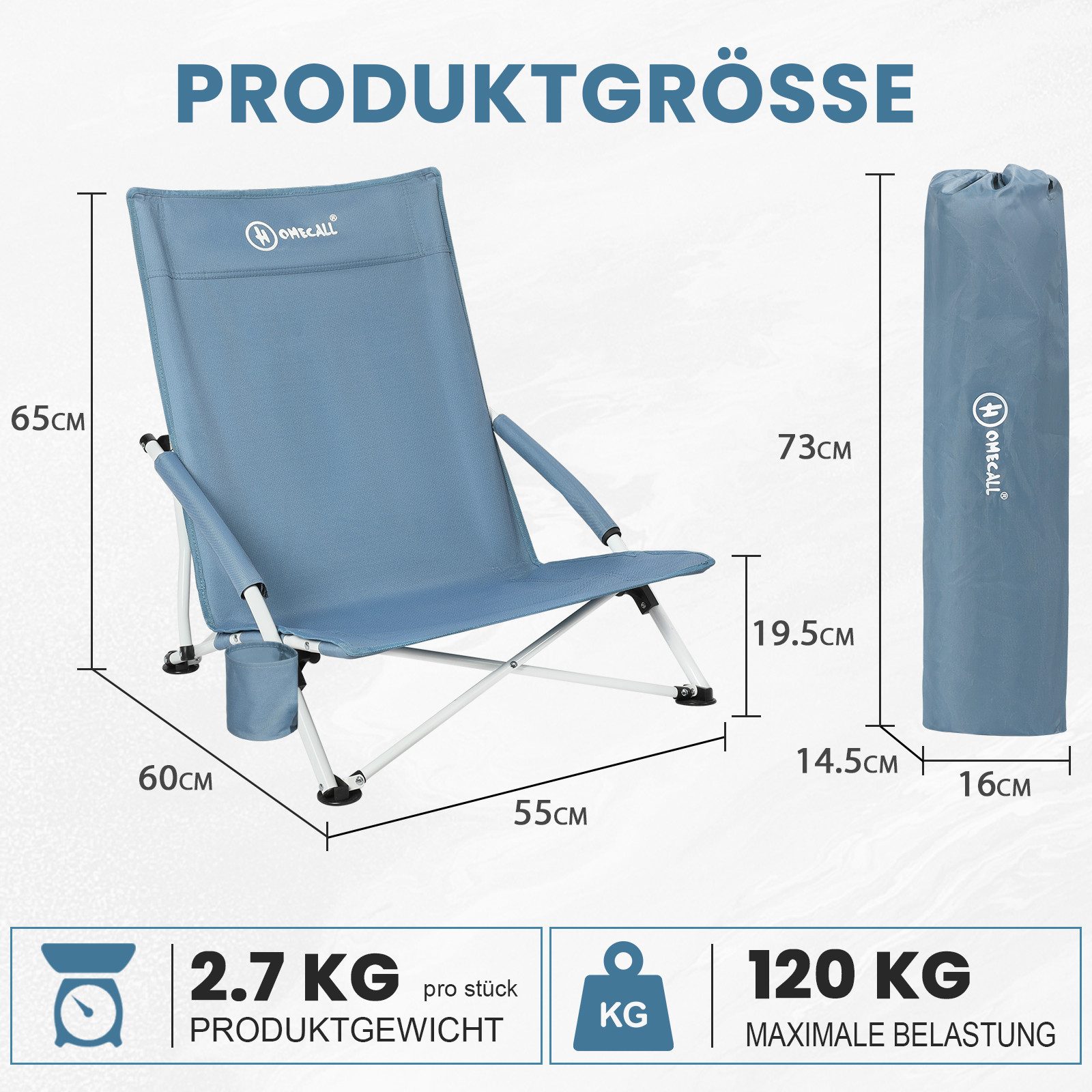 HOMECALL Klappstuhl Strandliegestuhl Klappbar leicht niedriger Strandstuhl günstig online kaufen