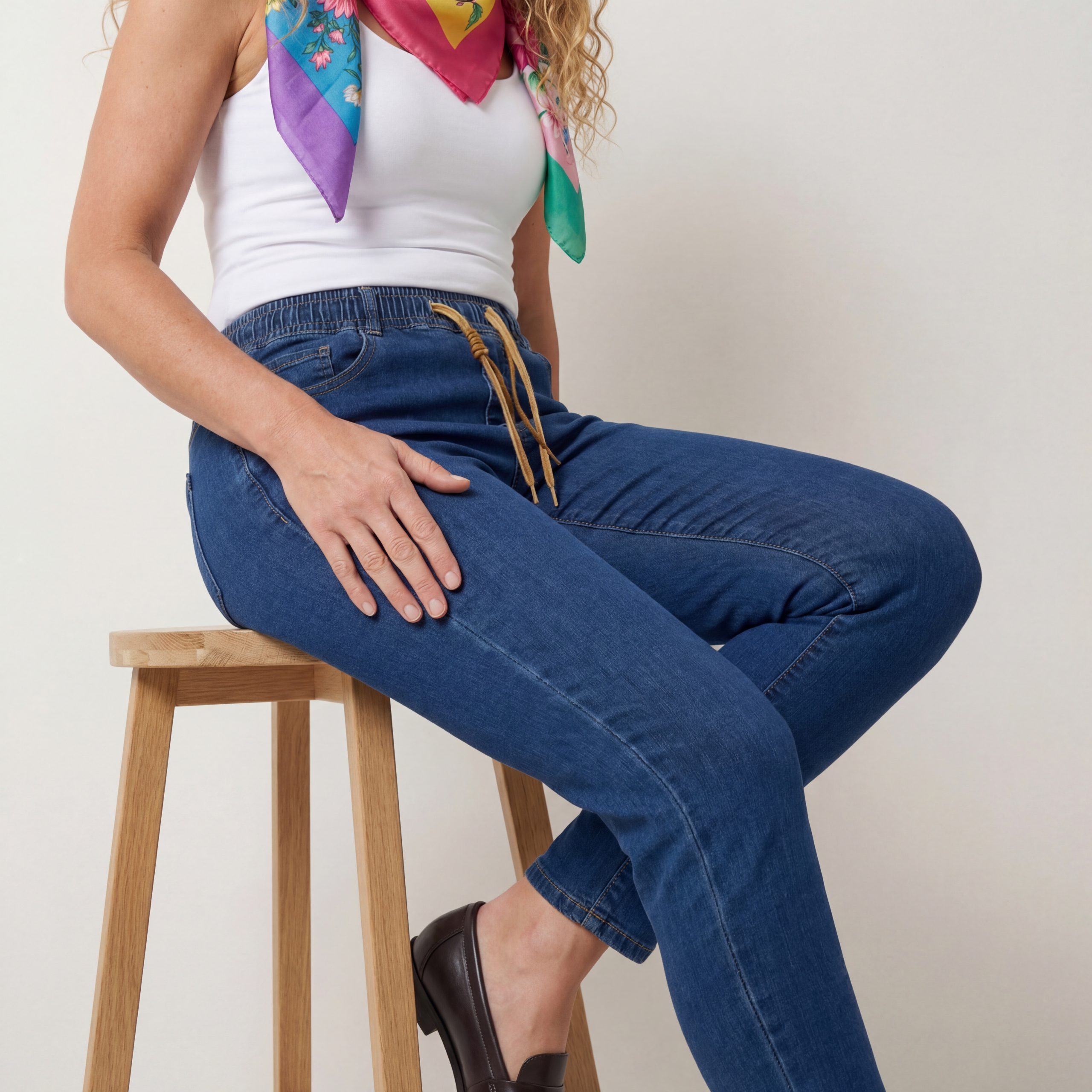 Cherry Berry Stretch-Jeans Damen Jeanshose Slim Fit Bequeme Jeans Gummizug erhältlich in 36 bis 46, Kurzgröße (maximale Körpergröße bis 1,68m) – Bild 4 von 5