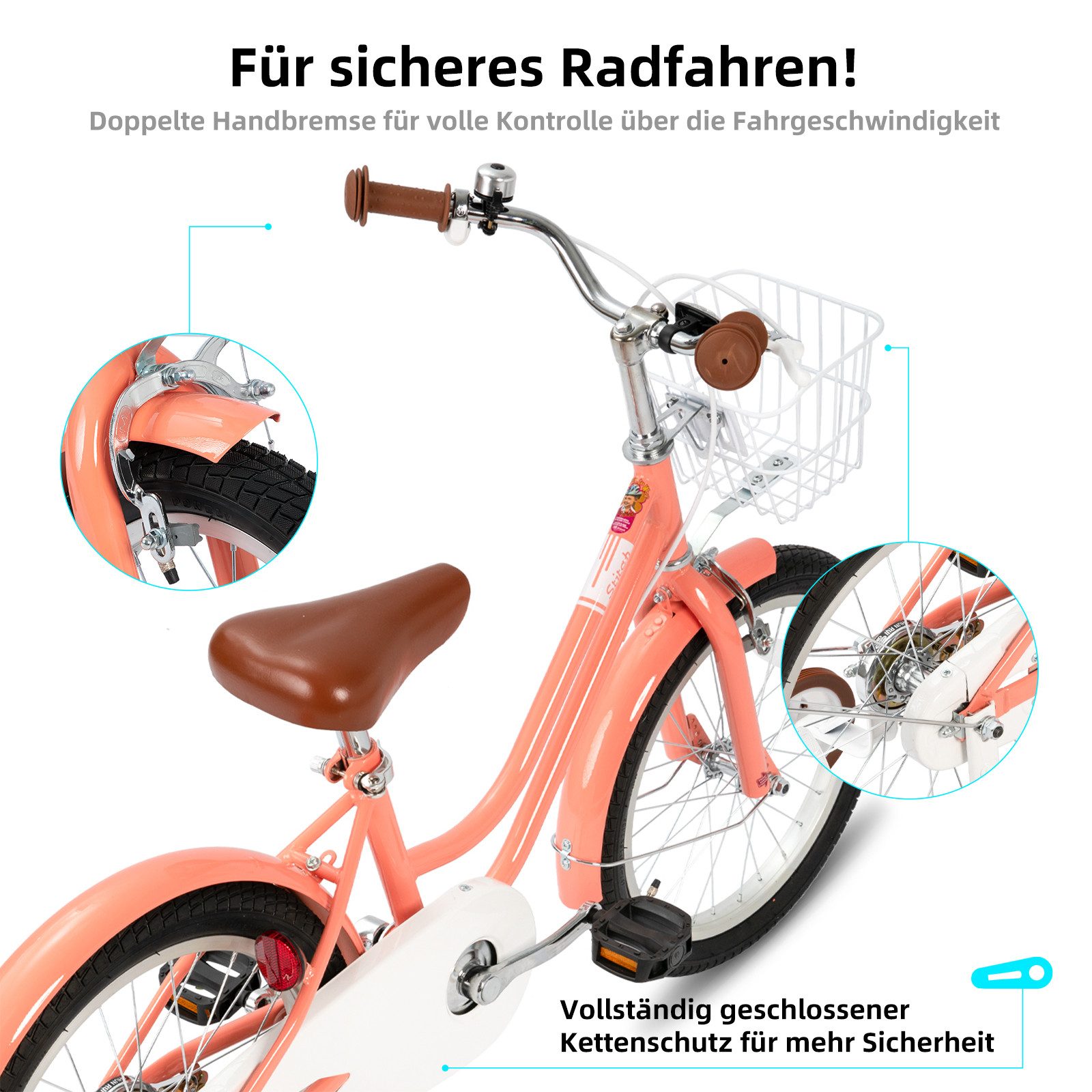 JOYSTAR Kinderfahrrad 12 14 16 18 Zoll Fahrrad, geeignet für 2–9 Jahren Jungen und Mädchen, Ausgestattet mit Doppelhandbremsen, Stützrädern, Schutzblechen, Korb