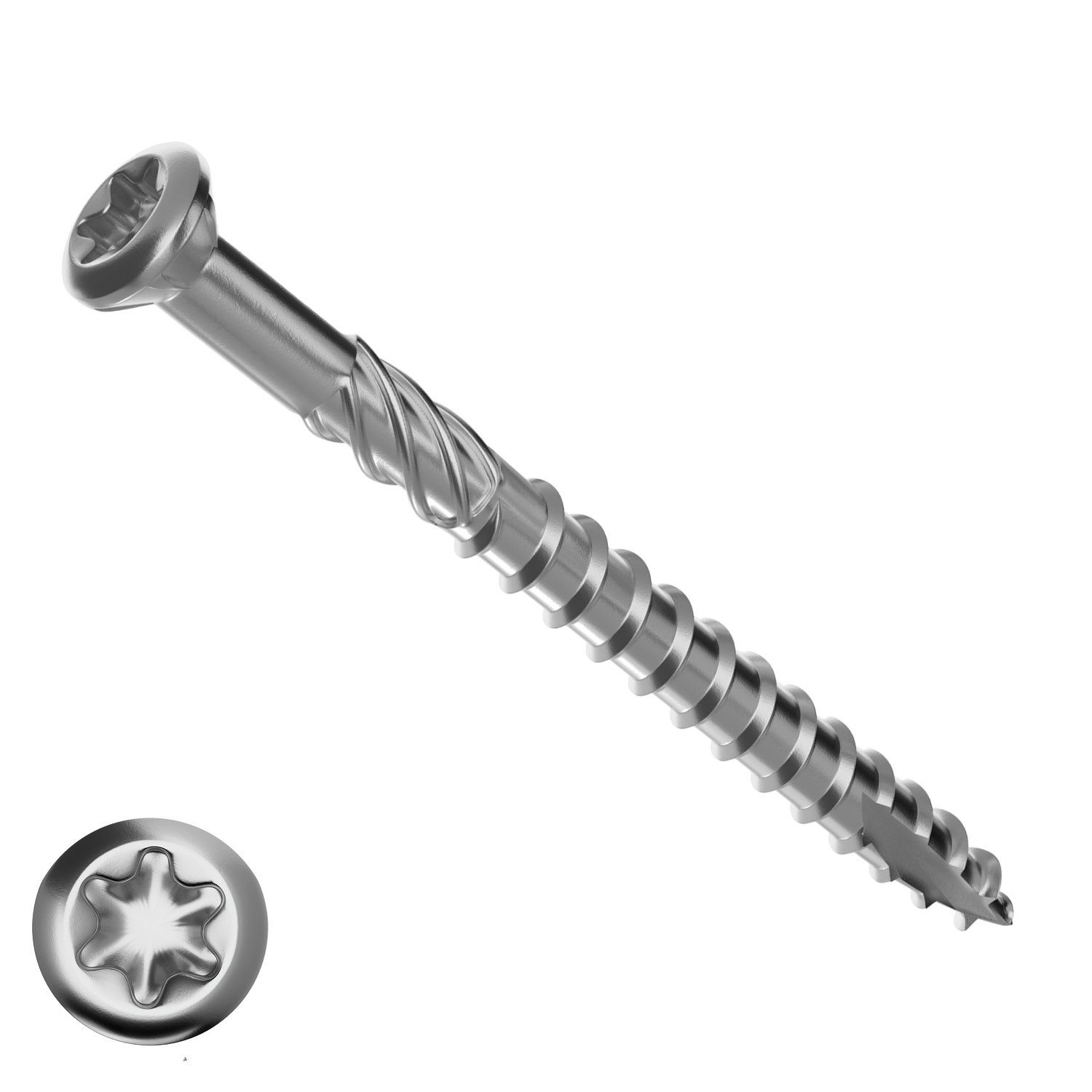 TERRASSCO Holzbauschraube Edelstahl C1 Terrassenschrauben CUT-Spitze 100 Stück