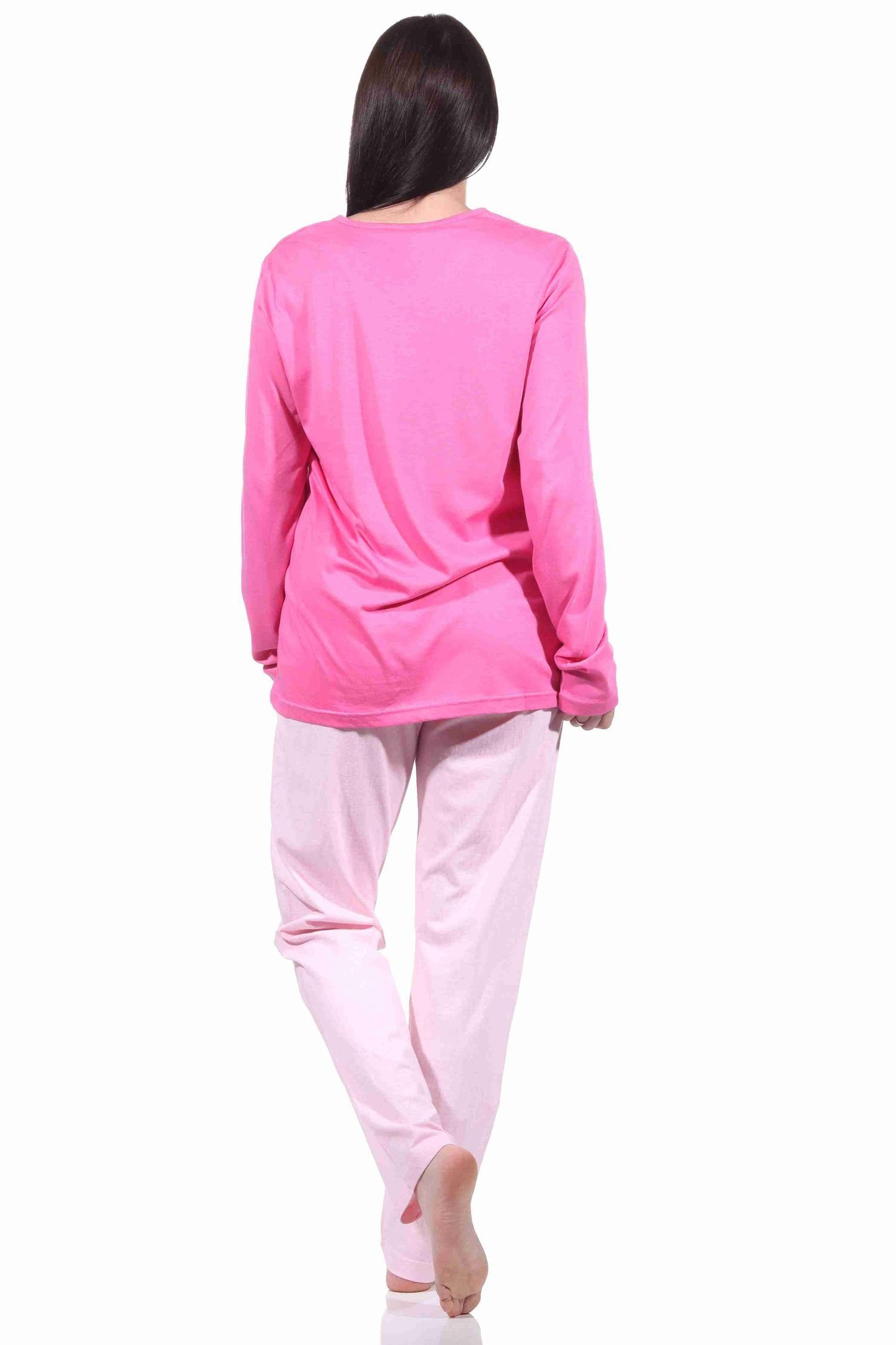langarm RELAX Pyjama Normann Damen 904 - 10 Pyjama Schlafanzug mit pink 212 Herzmotiv by