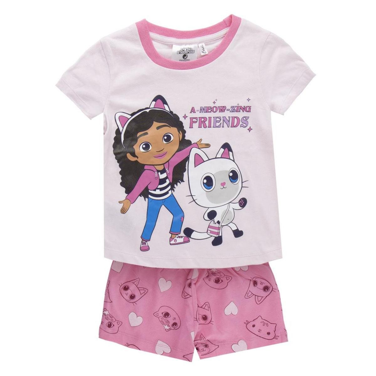 Gabby's Dollhouse Pyjama Baumwolle Kinder Schlafanzug kurz Pyjama Set Sommer (Spar-Set, 2 Stück)